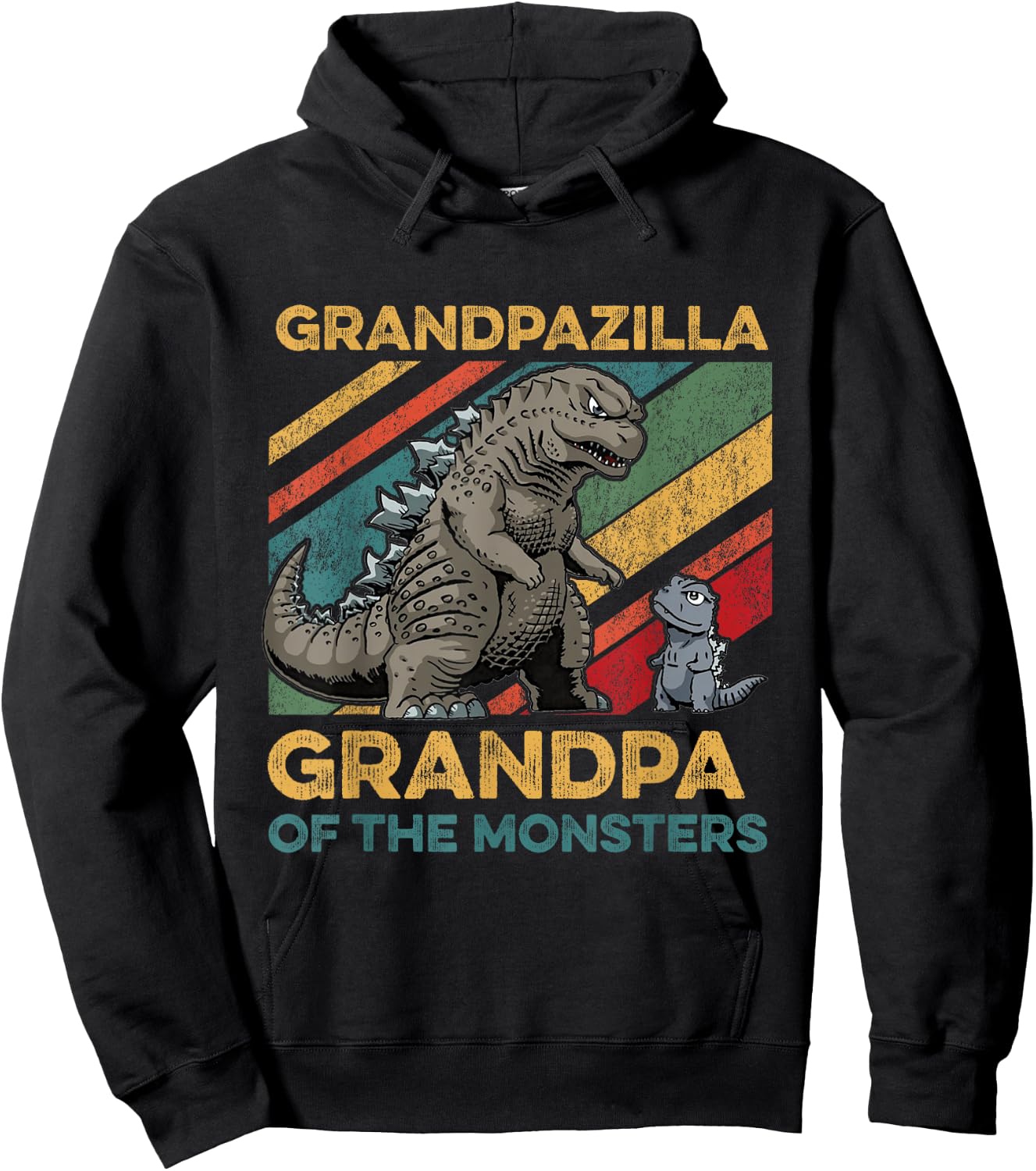 Grandpazilla Grandpa Of Monsters Halloween Christmas Family Hoodie - Hoodie | Black