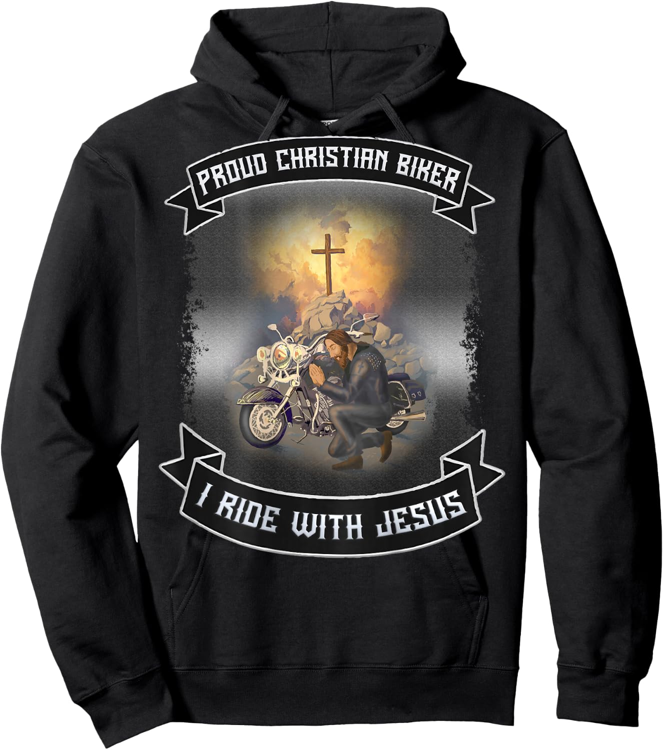 Christian Bikers Gift Ideas Jesus Christ Motorcycle Riders Hoodie - Hoodie | Black
