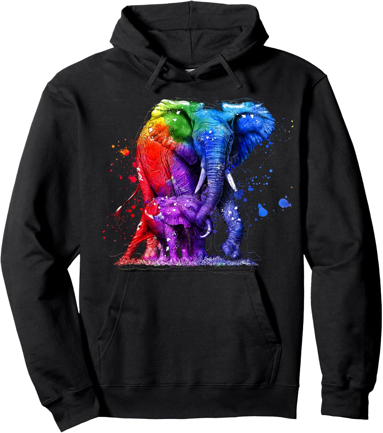 Baby Elephant Mom Elephant Cute White Elephant Love Hoodie - Hoodie | Black