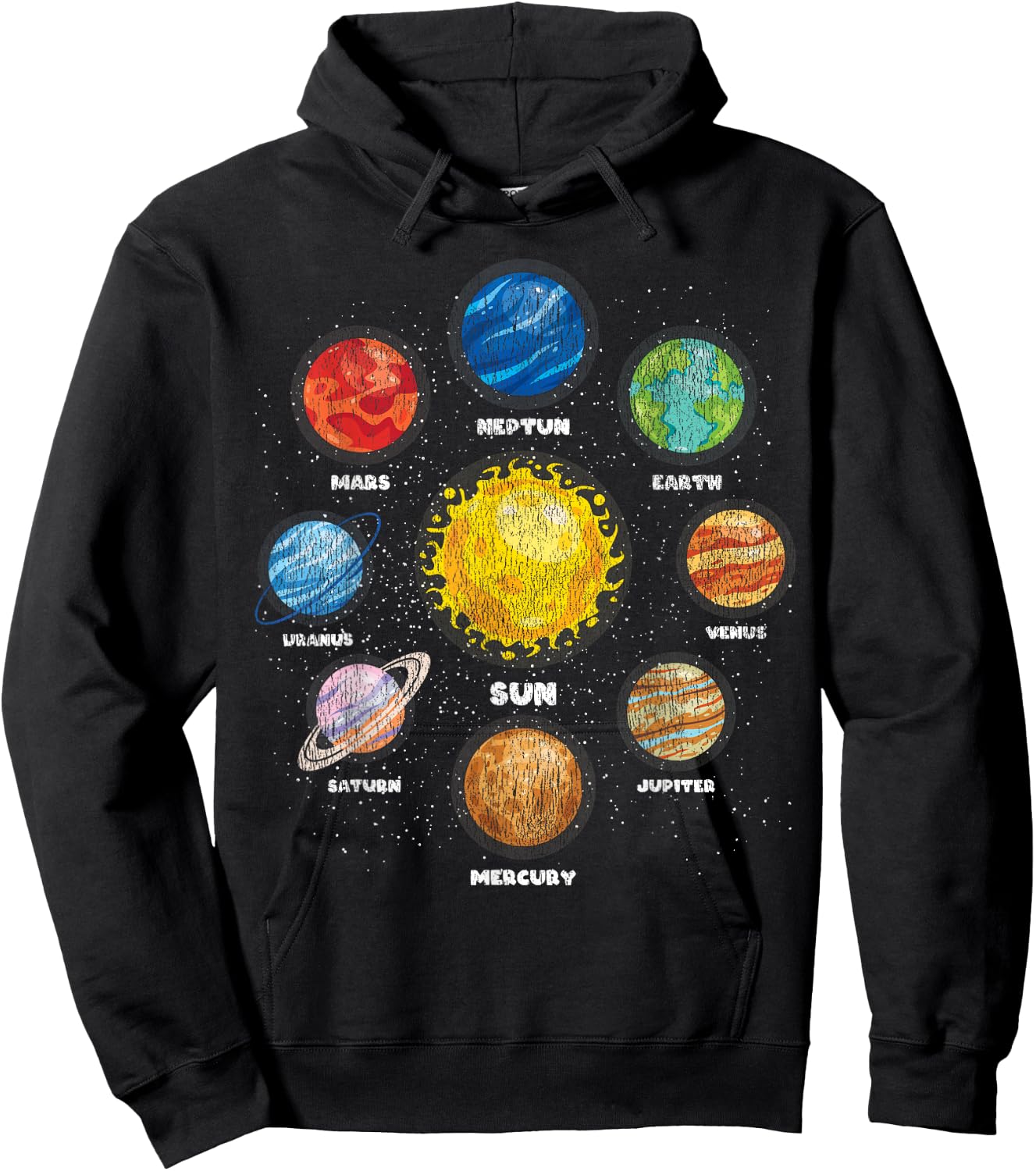 Space Travel Astronaut Planets Sun Astronomy Kids Space Hoodie - Hoodie | Black