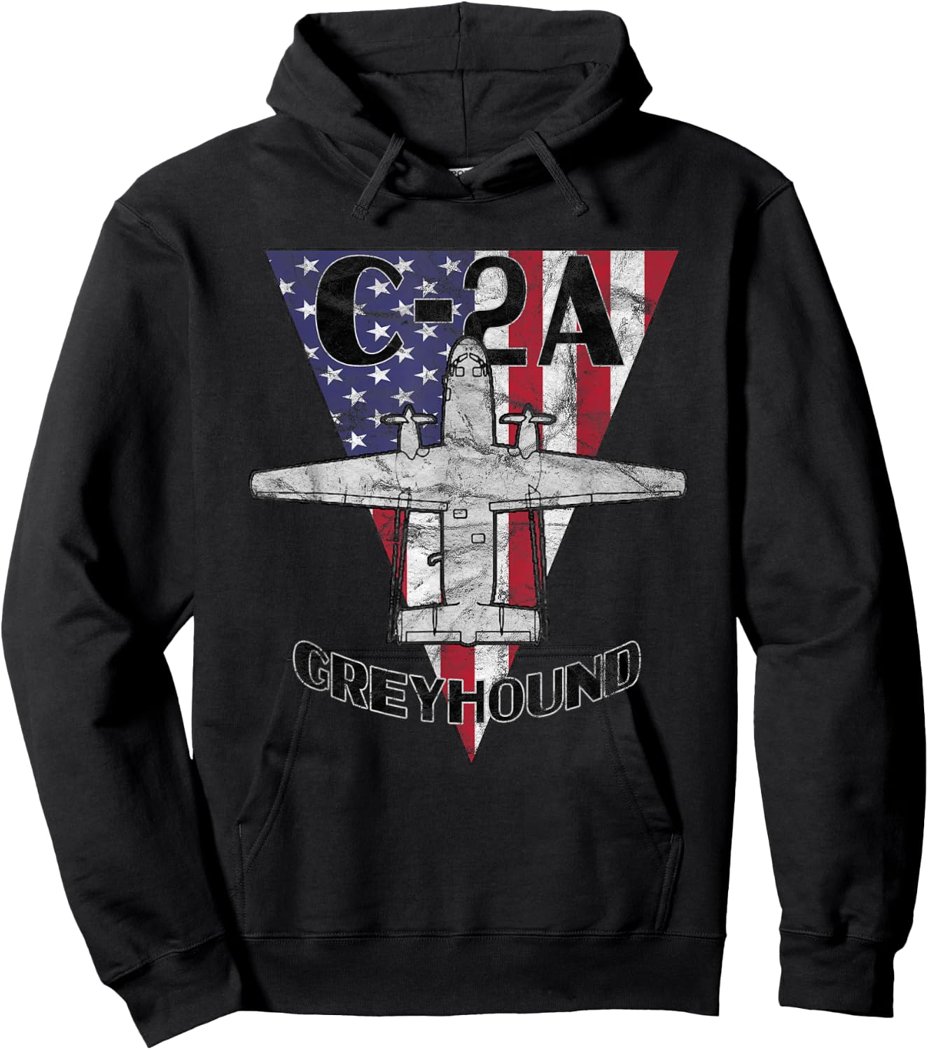 C-2A Greyhound Airplane Patriotic Airplane Vintage Hoodie - Hoodie | Black