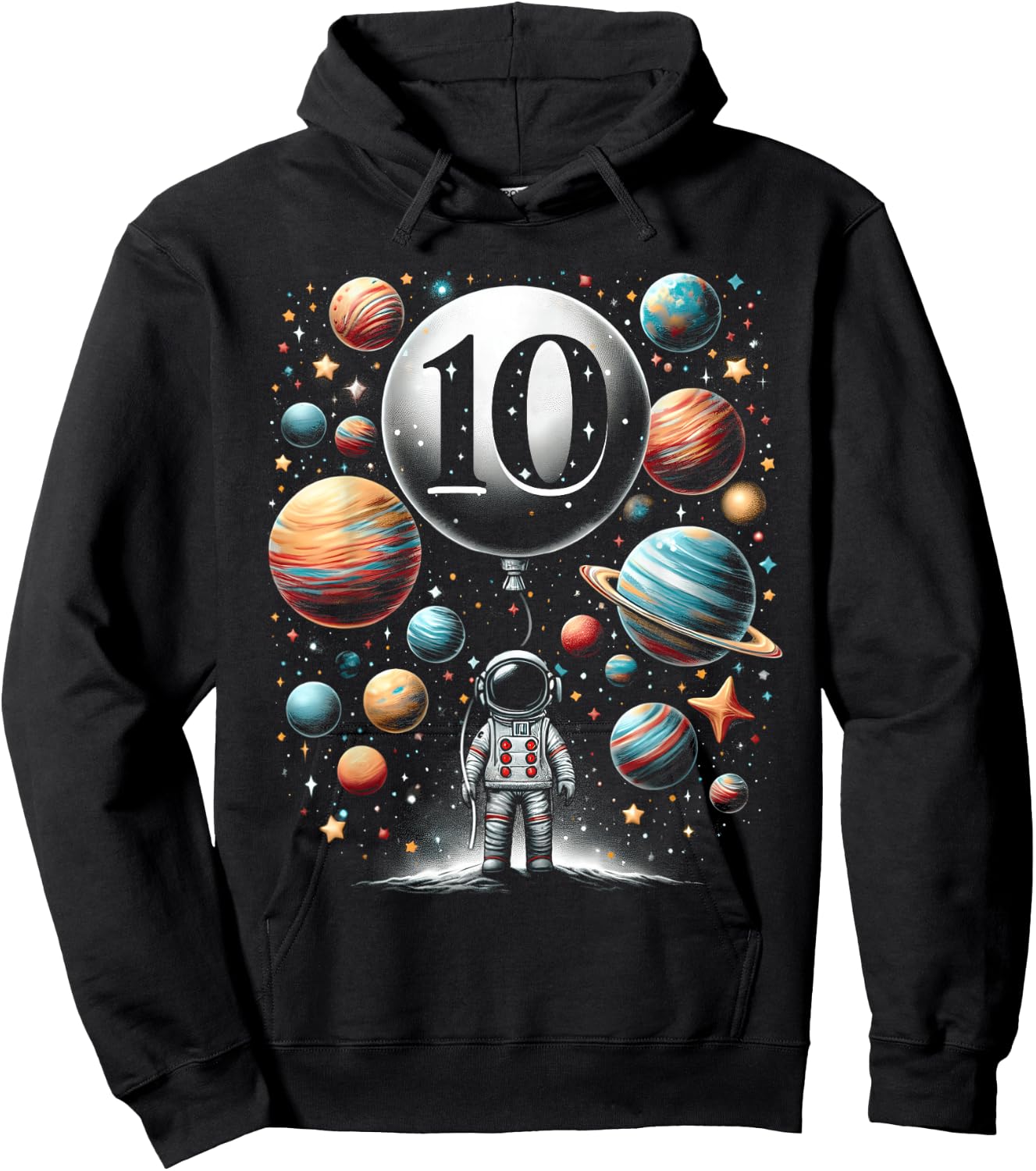 Ten 10 Years Old Astronauts 10th Birthday Boys Space Geeks Hoodie - Hoodie | Black