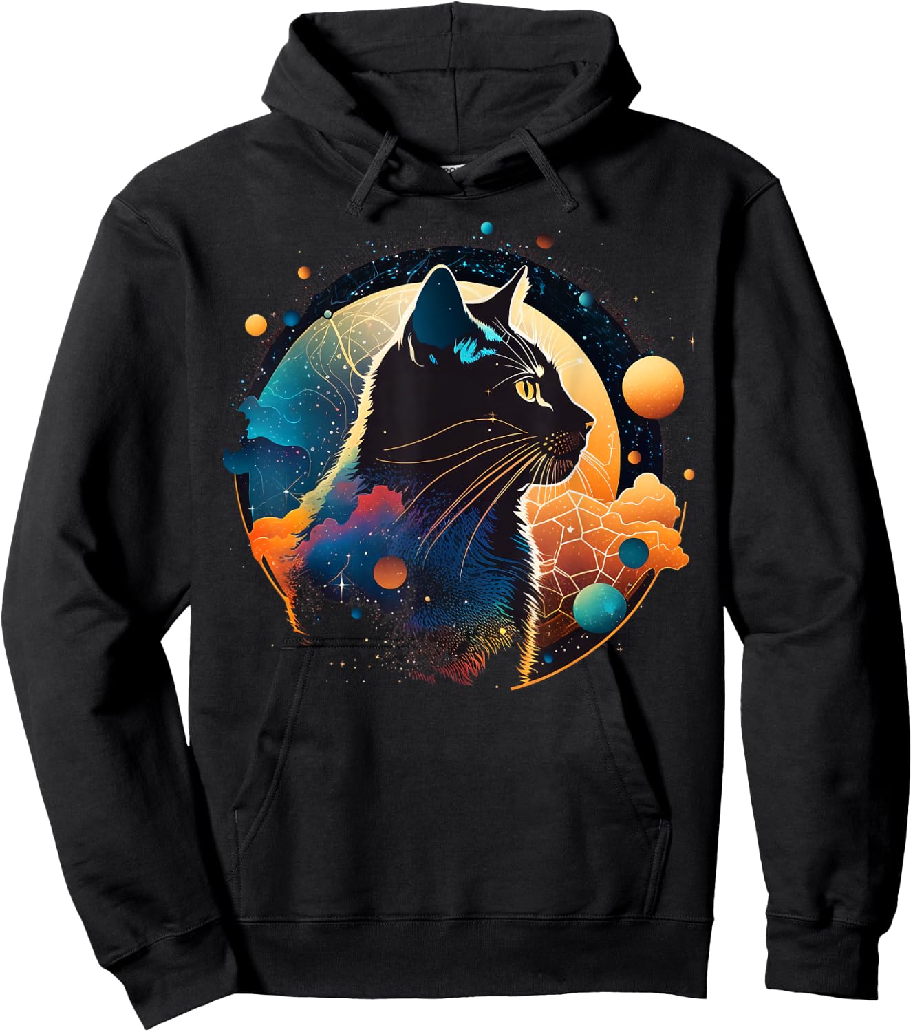 Astronaut Outer Space Kitty on Galaxy Cat Lover Women Kids Hoodie - Hoodie | Black