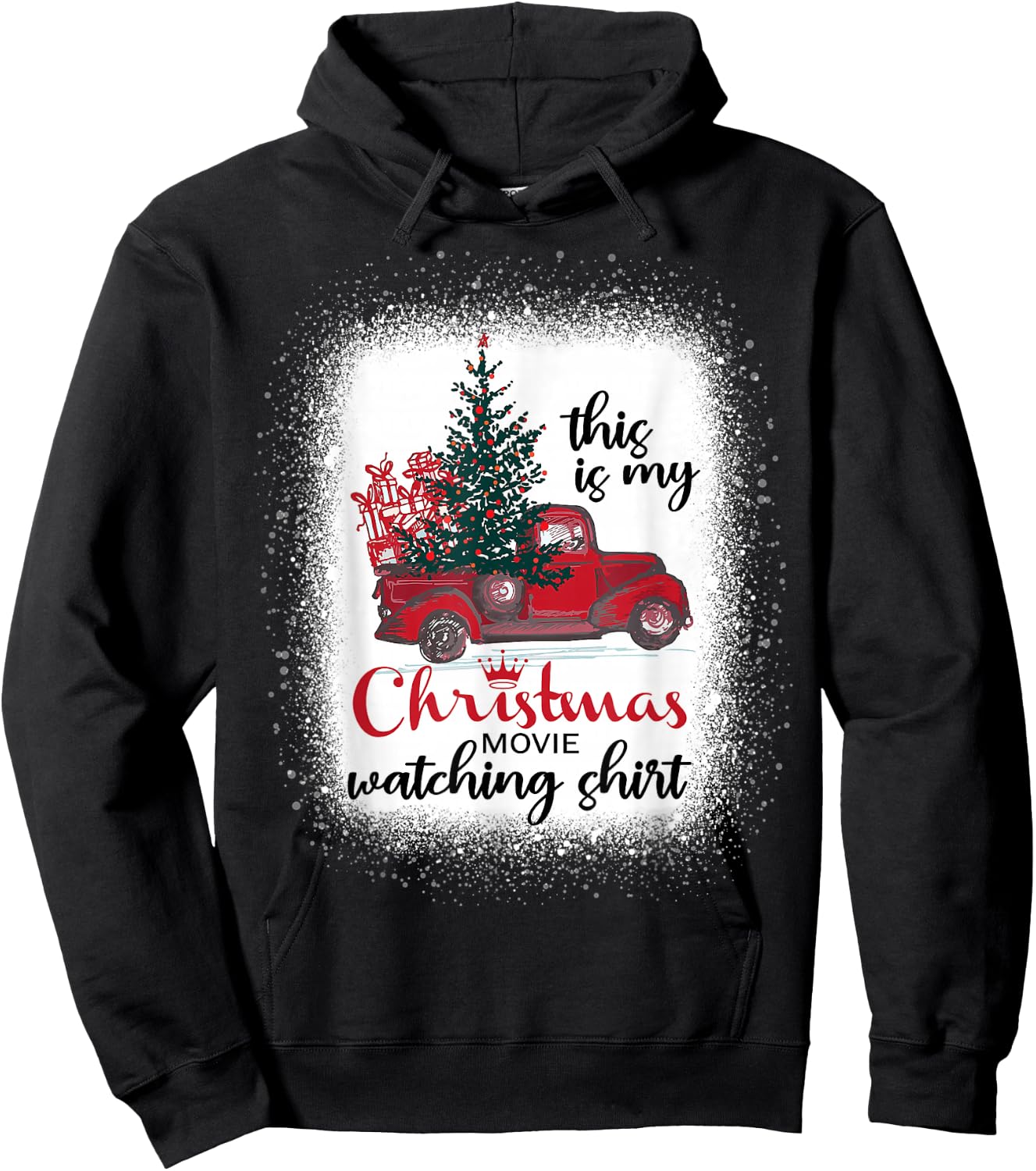 This Is My Christmas Movie Watching Shirt Vintage Red Truck Hoodie - Hoodie | Black