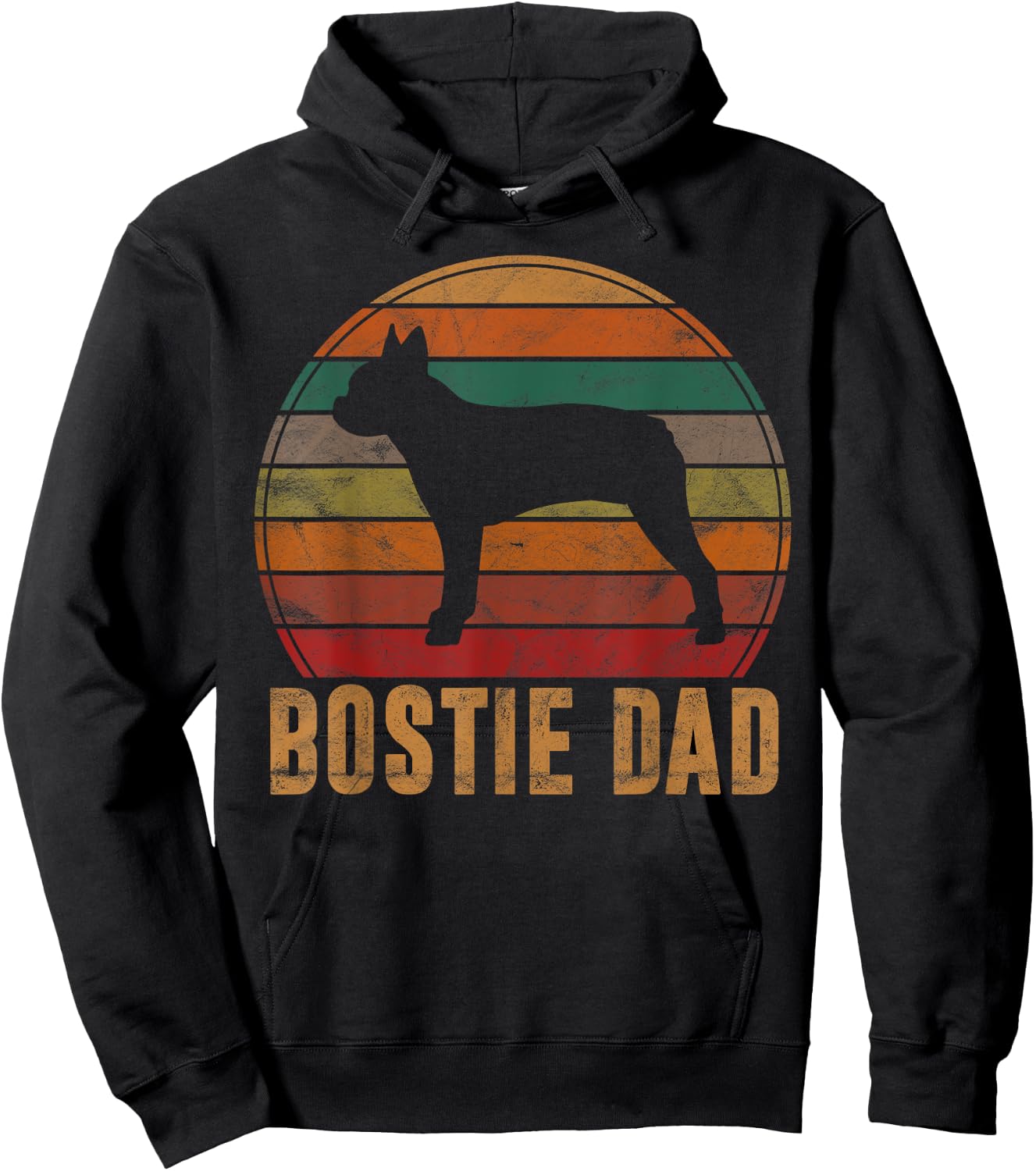 Retro Boston Terrier Dad Gift Dog Owner Pet Bostie Father Hoodie - Hoodie | Black