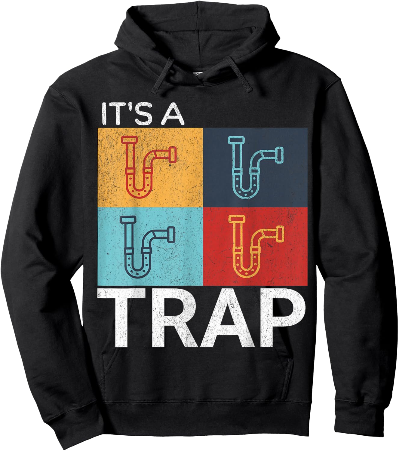 Funny "It's a Trap!" P-Trap Under Sink Pop Art Plumbers Hoodie - Hoodie | Black