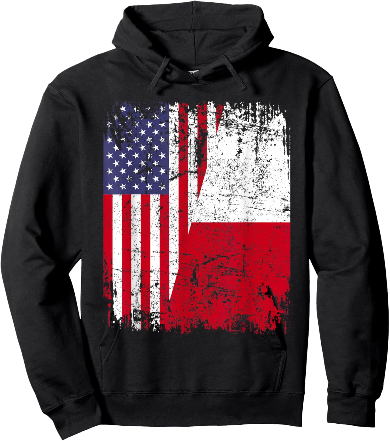POLISH ROOTS | Half American Flag | USA POLAND FLAG Hoodie - Hoodie | Black