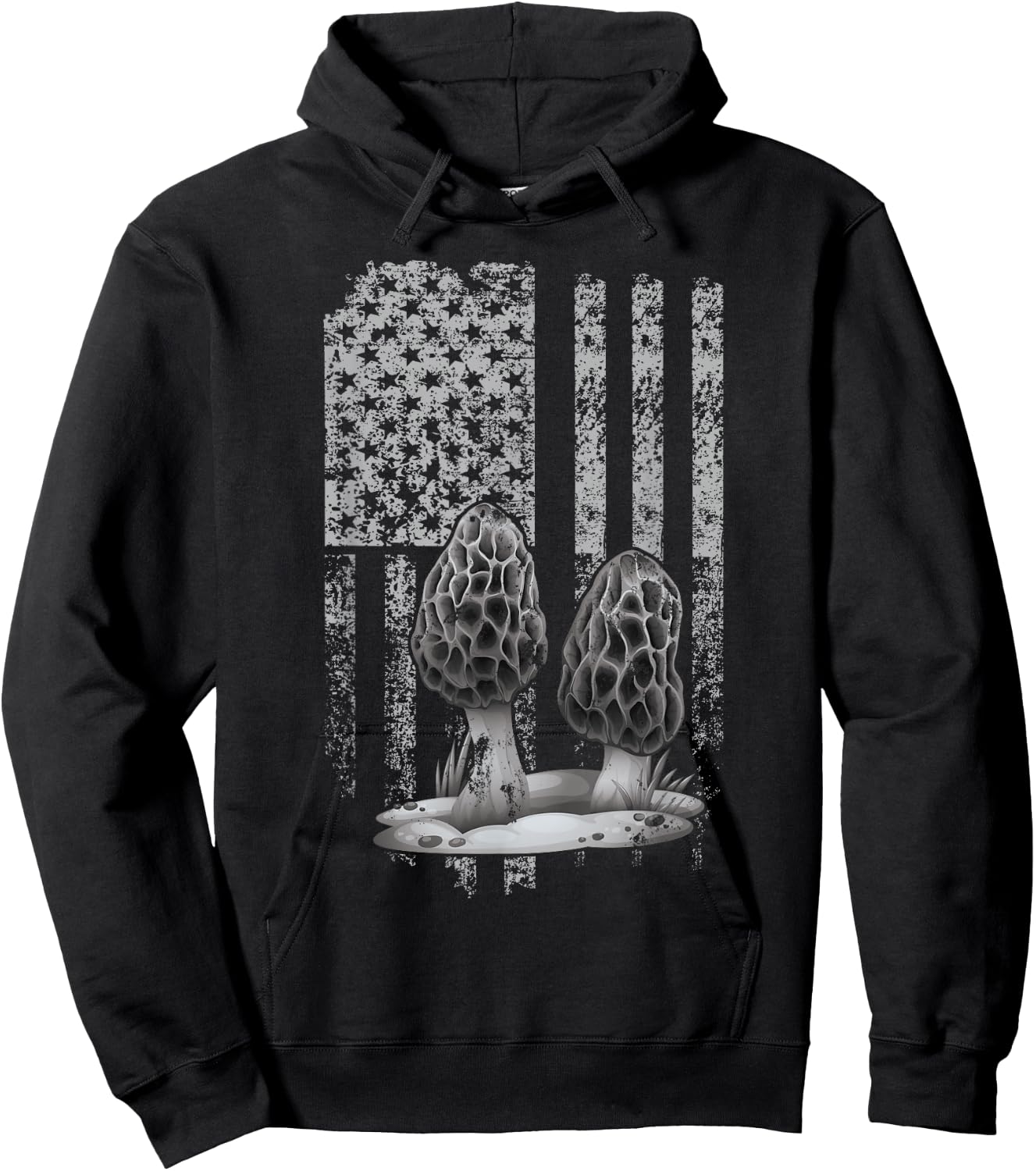 U.S.A. Flag Morel Mushroom Hunter Hoodie - Hoodie | Black