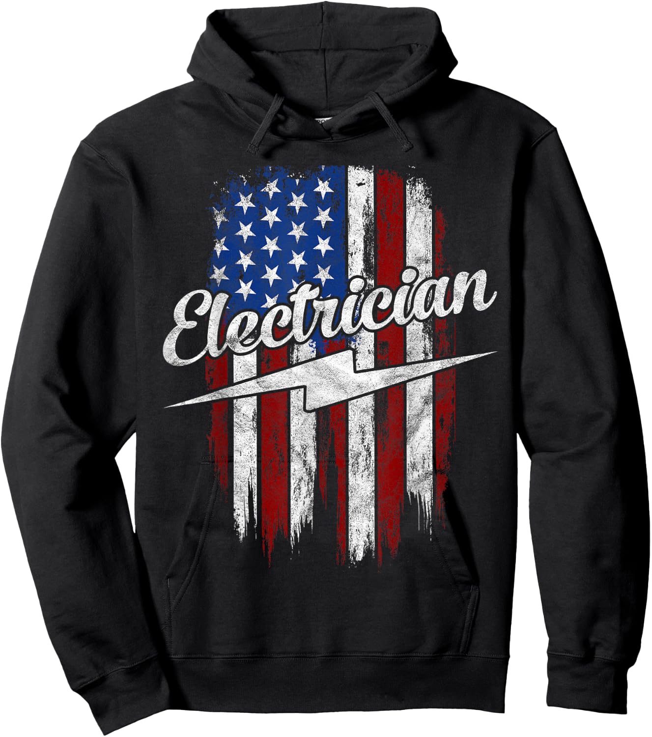 Electrician American Flag Electrical Gift Usa Patriot Hoodie - Hoodie | Black