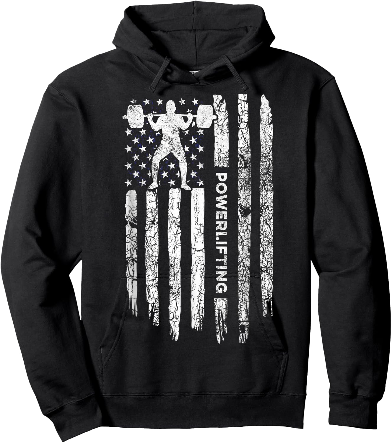 Patriotic Power Lifter Gym Funny American Flag Powerlifting Hoodie - Hoodie | Black