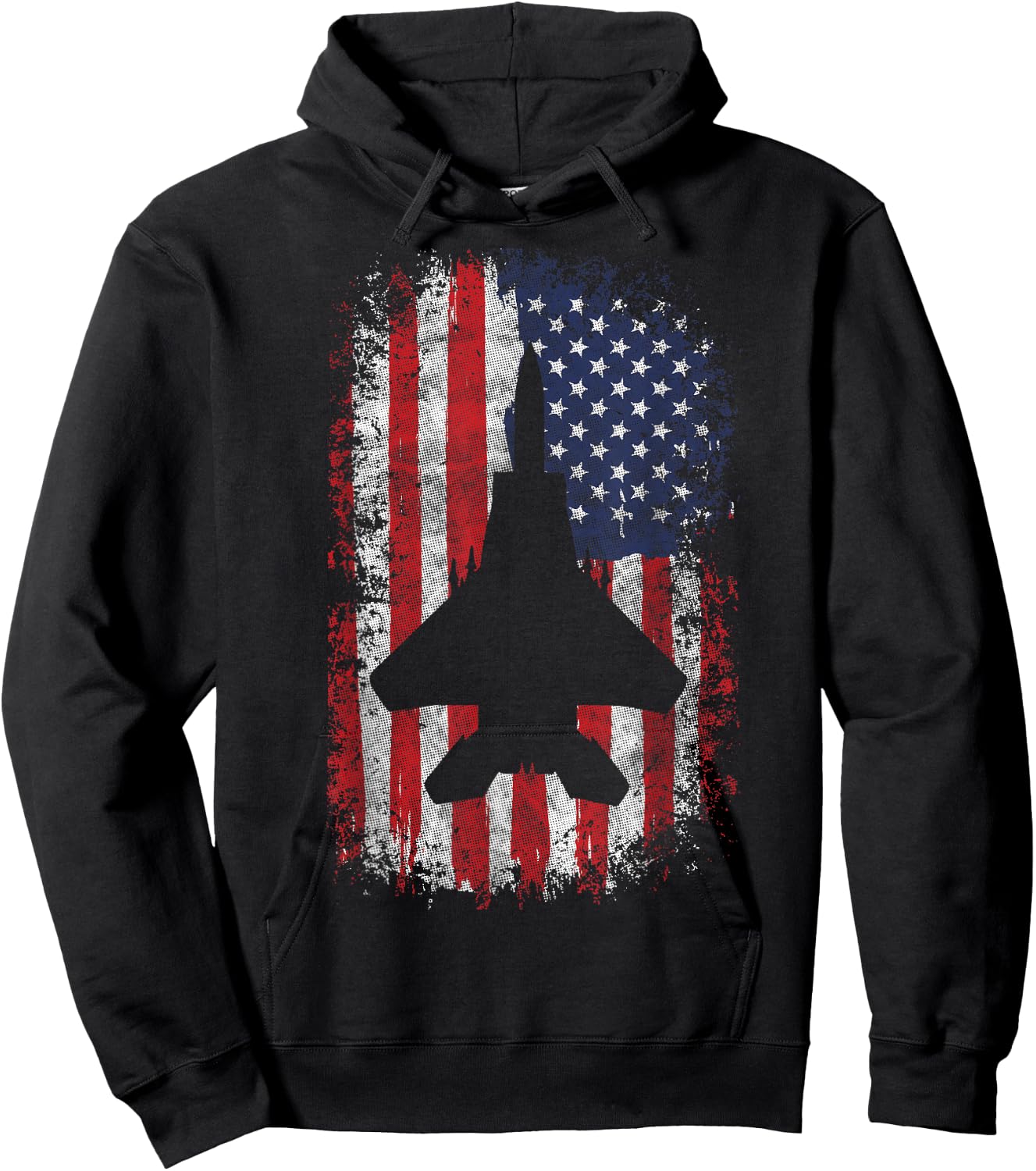 F-22 Raptor Fighter Jet Silhouette USA Flag F-18 Plane Hoodie - Hoodie | Black