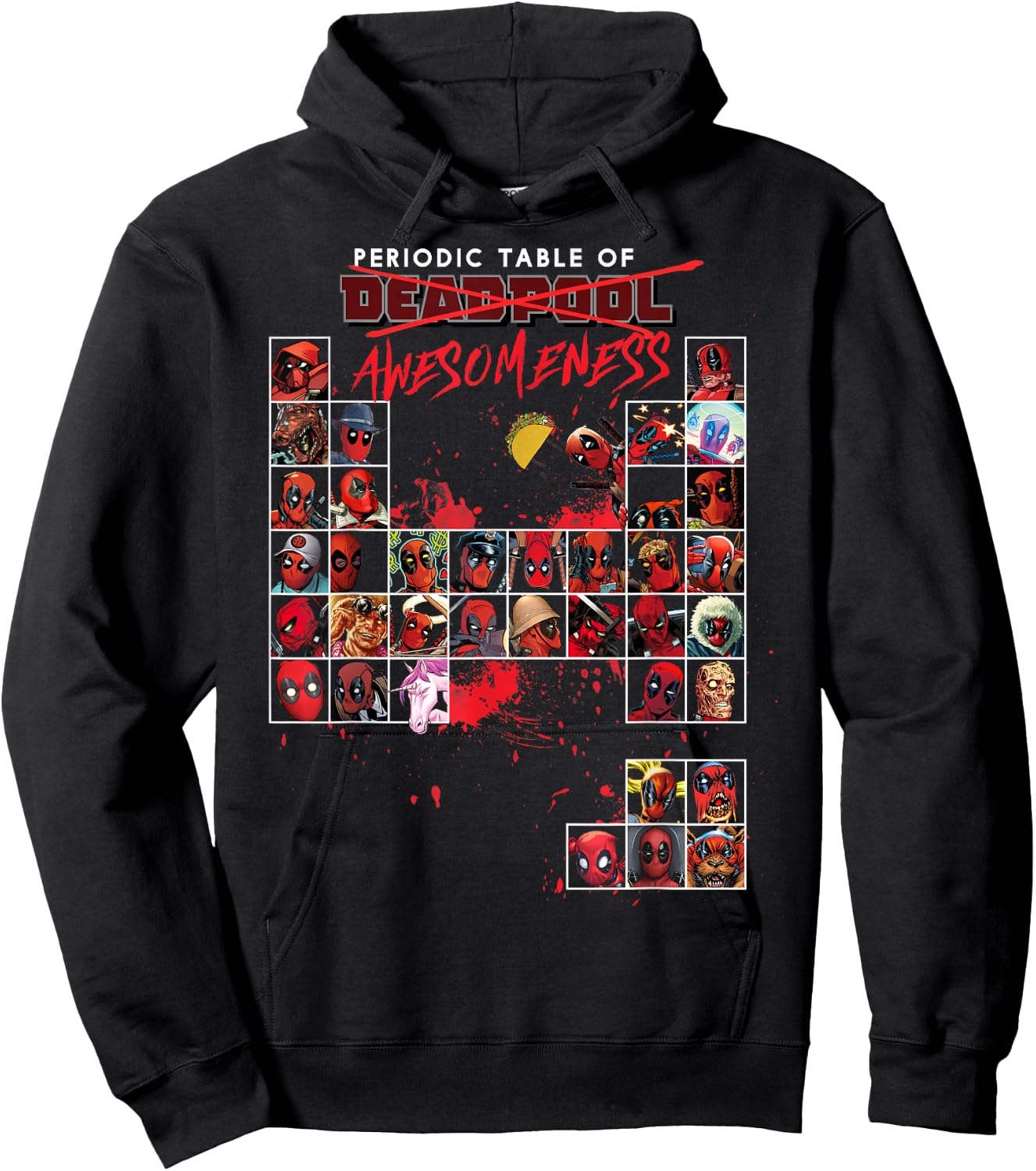 Marvel Deadpool Periodic Table of Awesomeness Small Hoodie - Hoodie | Black