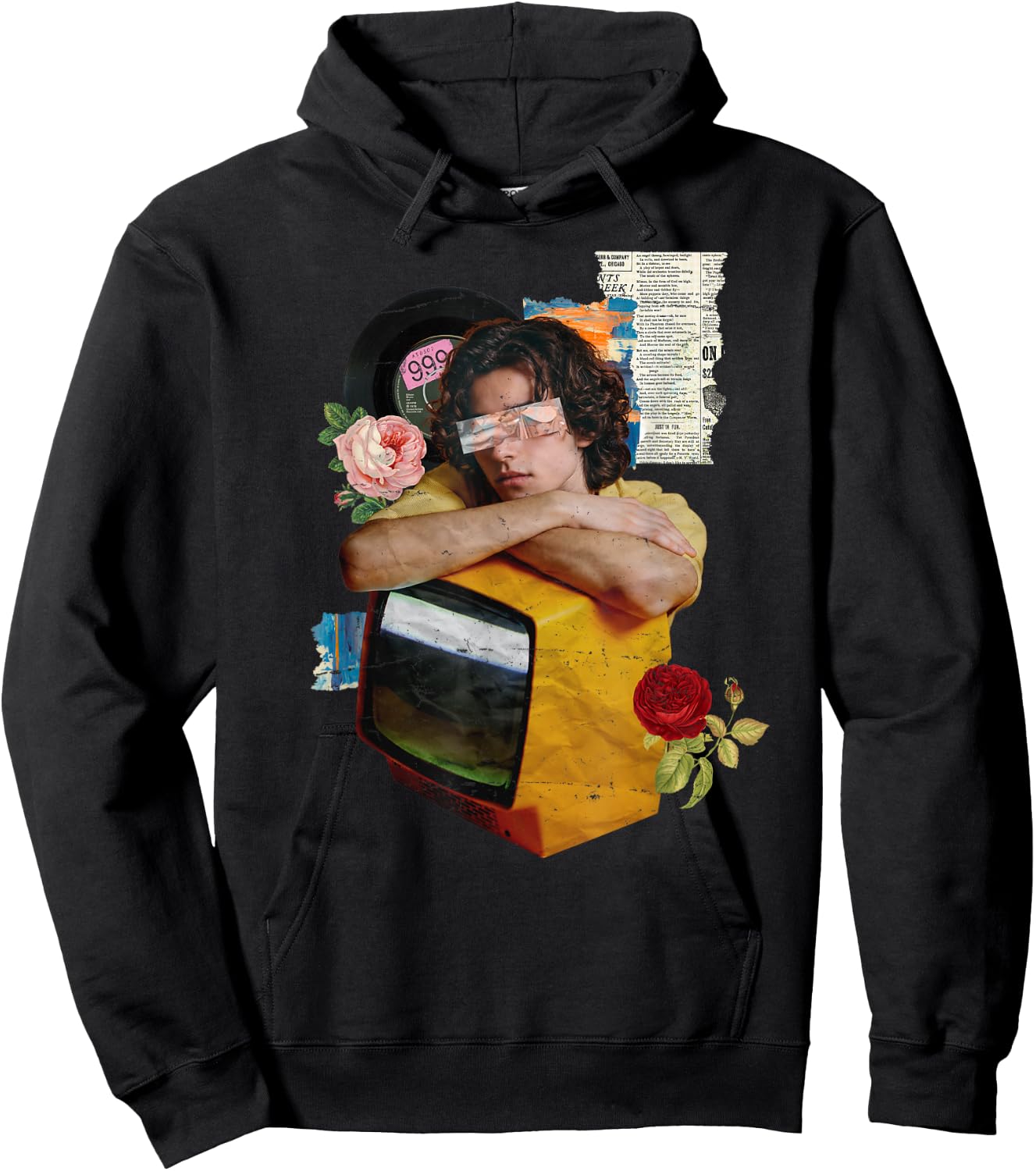 Retro Wrapped Paper TV Girl Hoodie - Hoodie | Black