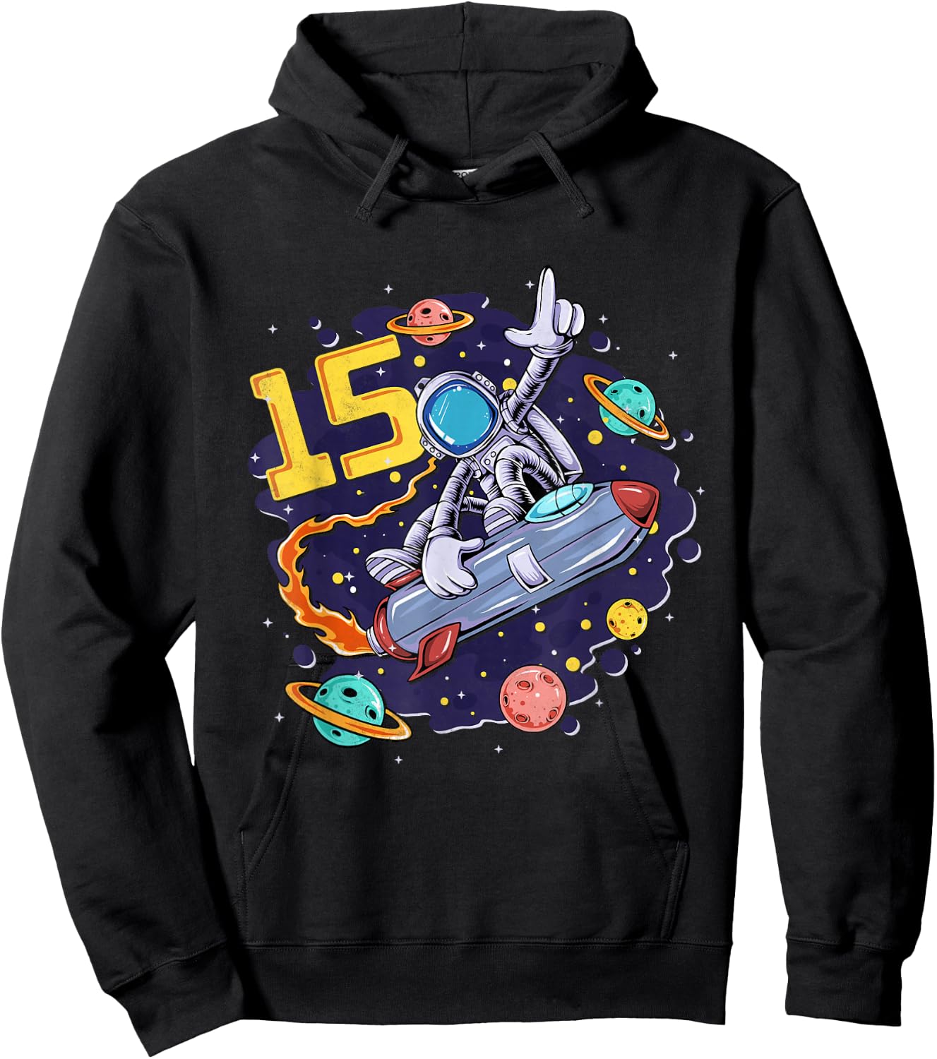 15 Years Old Space Shuttle Astronaut 15th Birthday Hoodie - Hoodie | Black