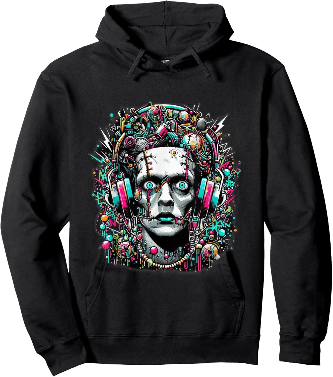 Cyberpunk Bride of Frankenstein Hoodie - Hoodie | Black