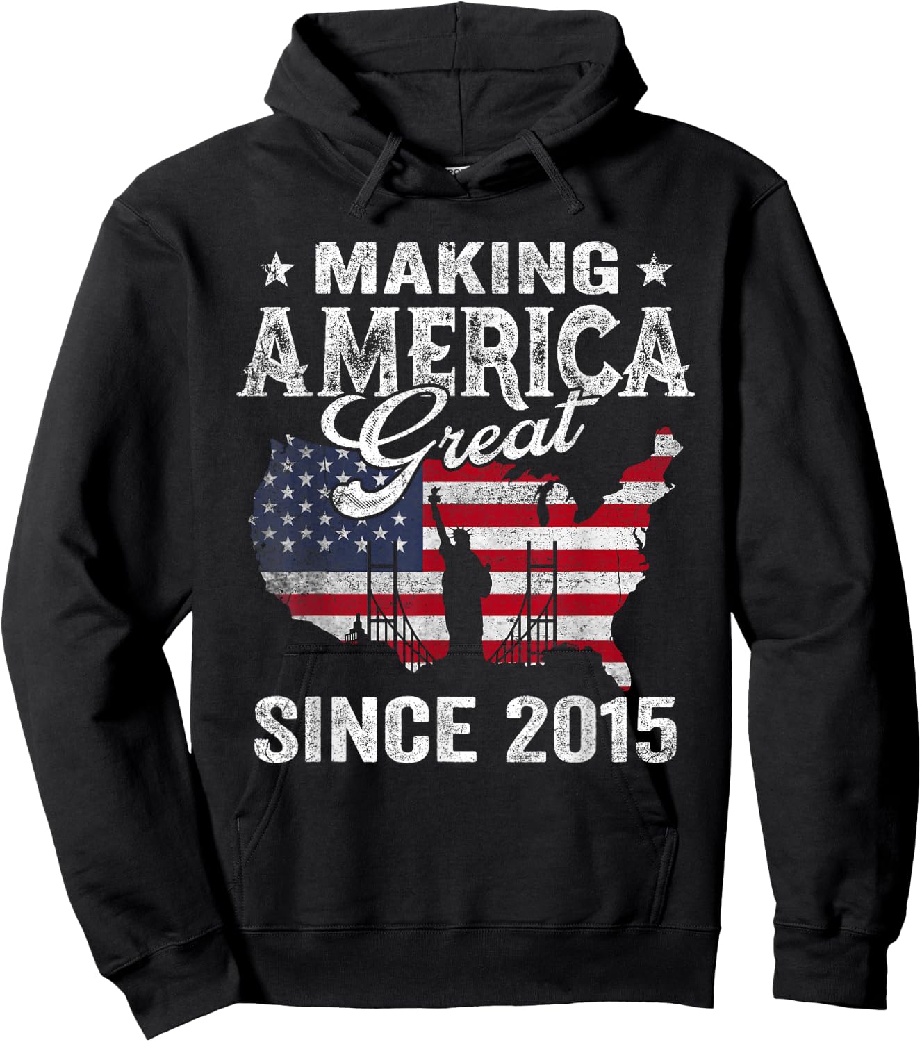 USA American Flag Making America Great Since 2015 Birthday Hoodie - Hoodie | Black