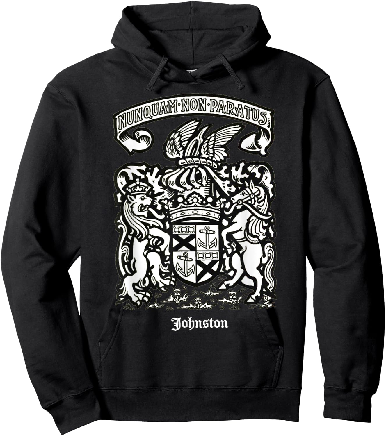 Johnston Vintage Surname Scottish Coat of Arms Hoodie - Hoodie | Black