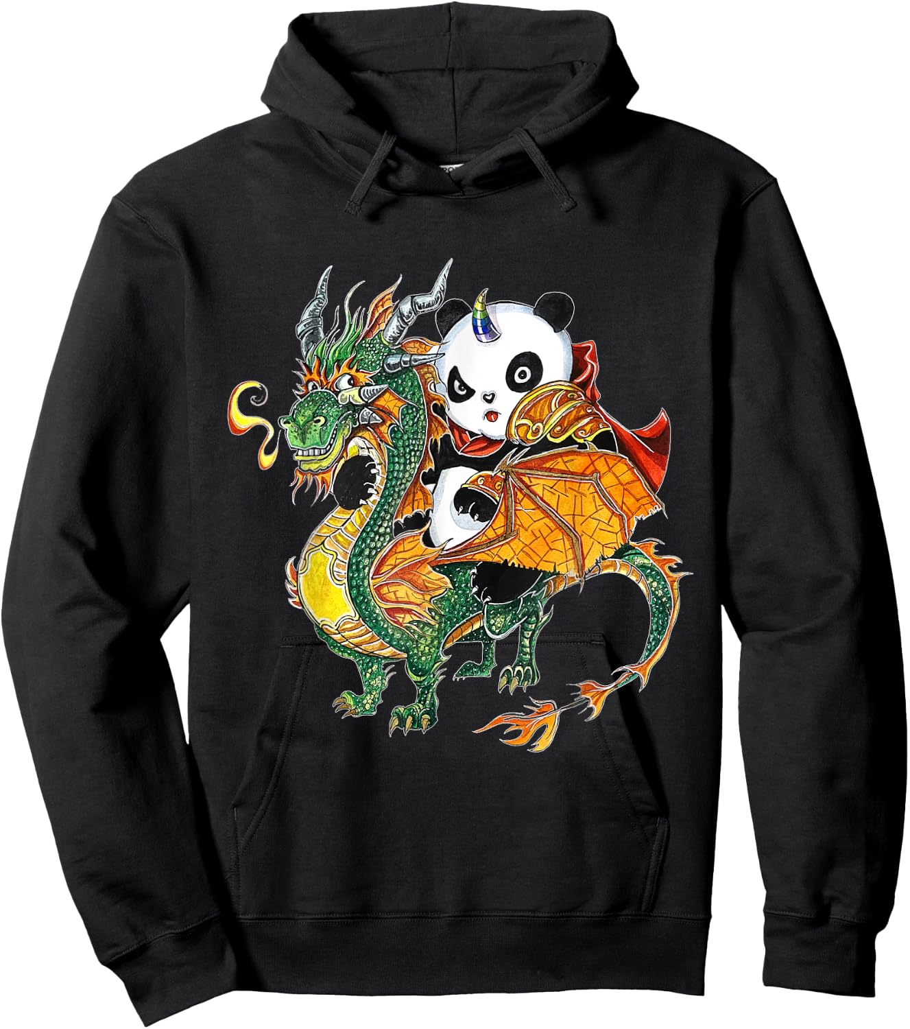 Panda riding Dragon Hoodie - Hoodie | Black