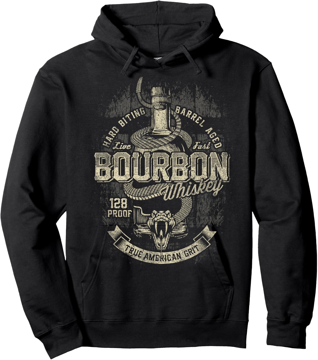 Bourbon Whiskey True American Grit Snake Hoodie - Hoodie | Black