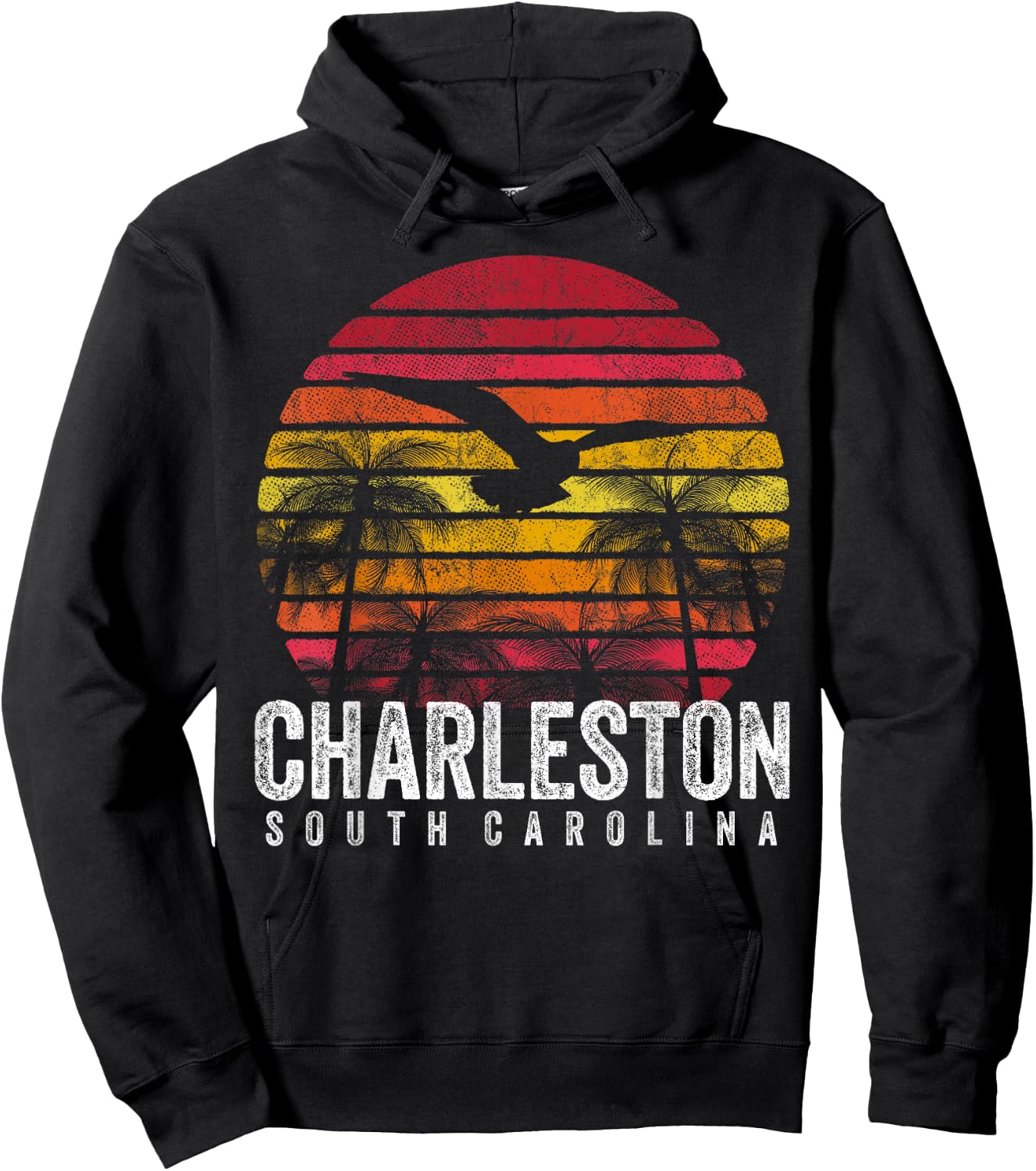CHARLESTON SC SOUTH CAROLINA Gift Beach Vintage Retro Sunset Men Women Kids Hoodie - Hoodie | Black