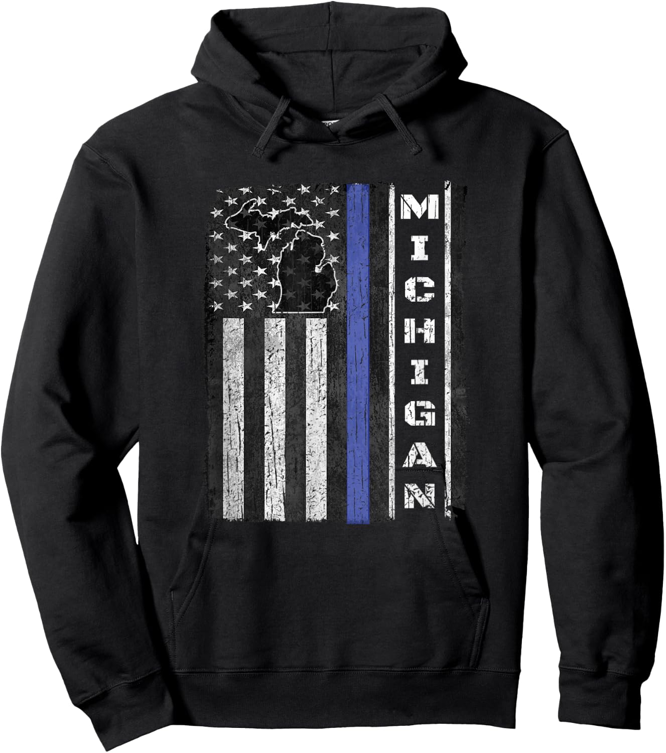Michigan Police Week Thin Blue Line Shirt USA Flag Gifts Cop Hoodie - Hoodie | Black