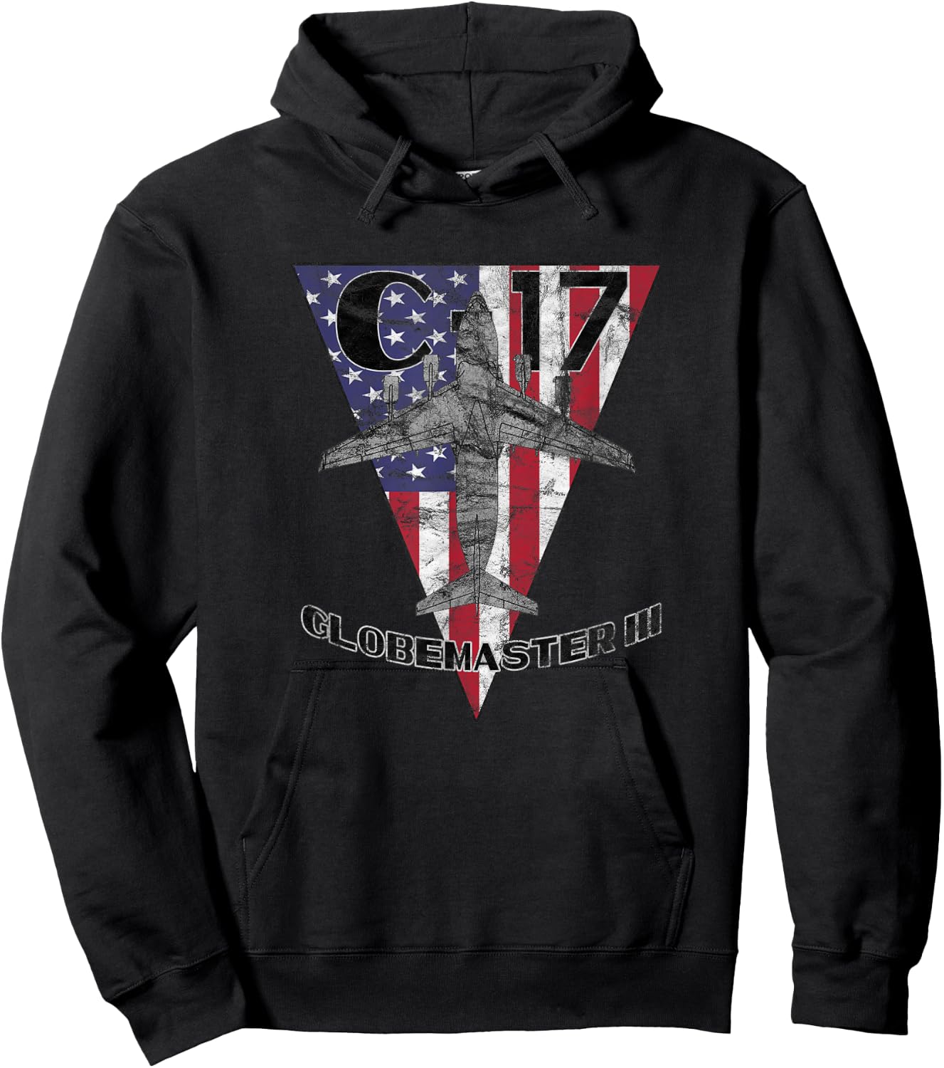 C-17 Globemaster III Patriotic Vintage Military Aircraft Hoodie - Hoodie | Black