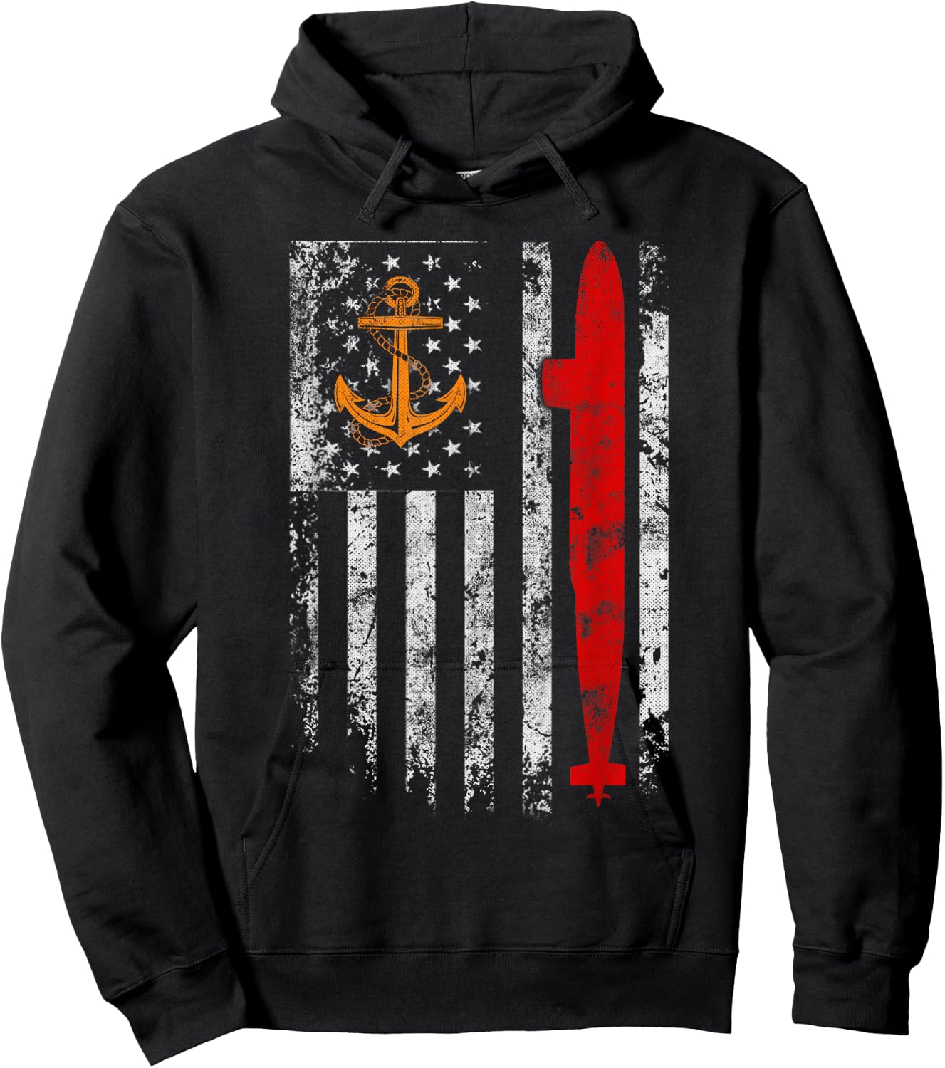 U.S Submarine Silent Service Veteran American Flag Vintage Hoodie - Hoodie | Black