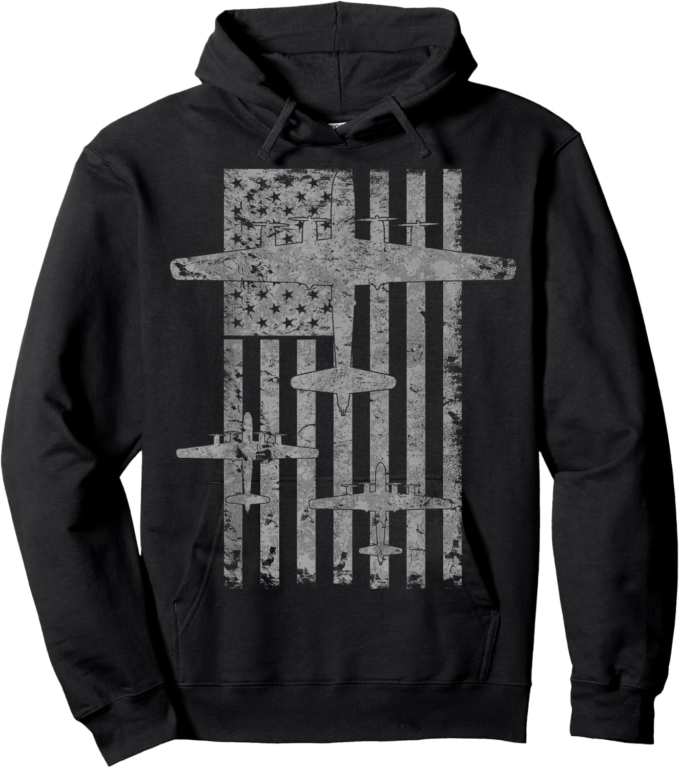 B-29 Superfortress Formation Vintage Patriotic Flag Hoodie - Hoodie | Black