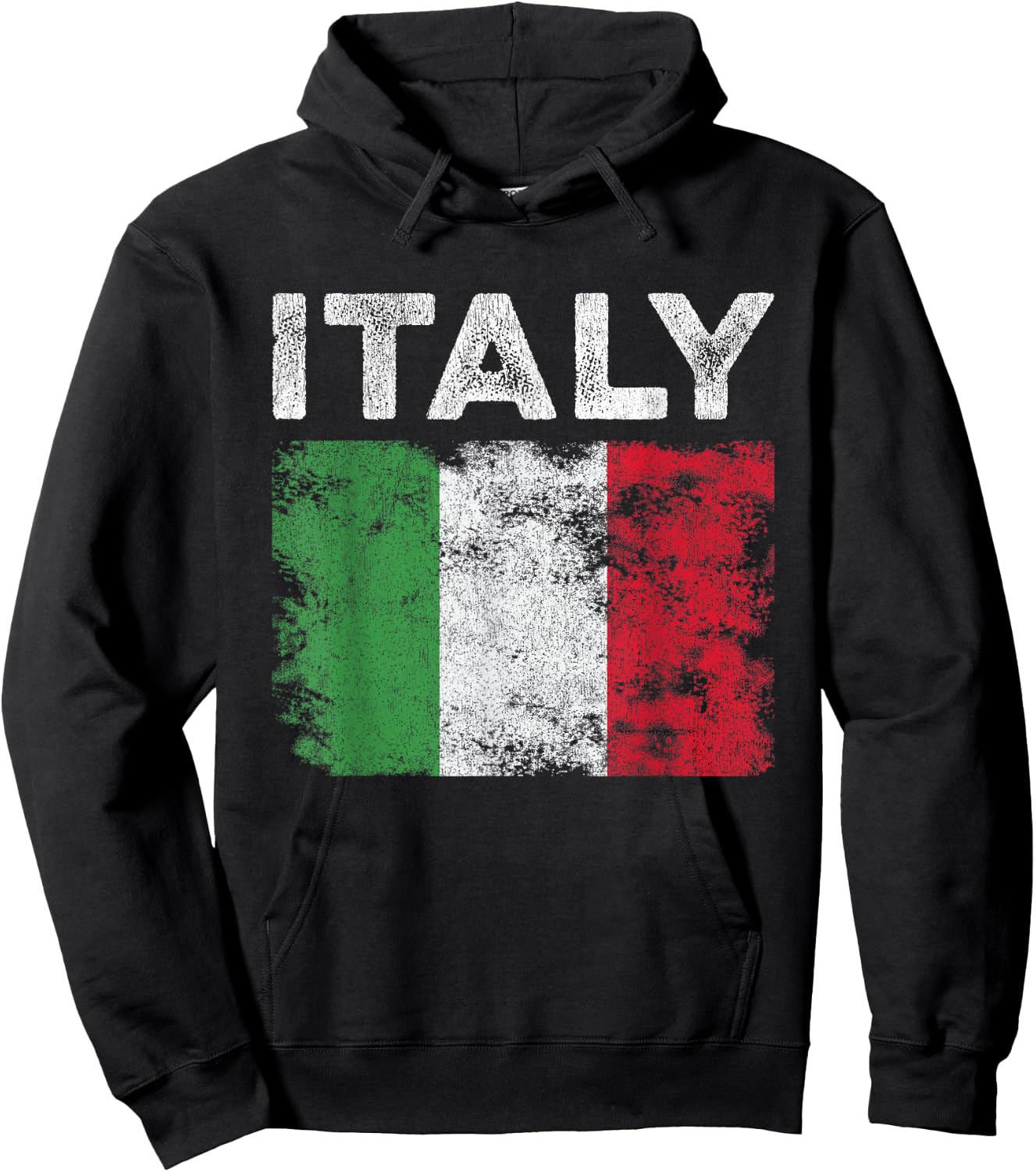 Italy Flag Distressed - Men Women Kids - Italian Flag Hoodie - Hoodie | Black
