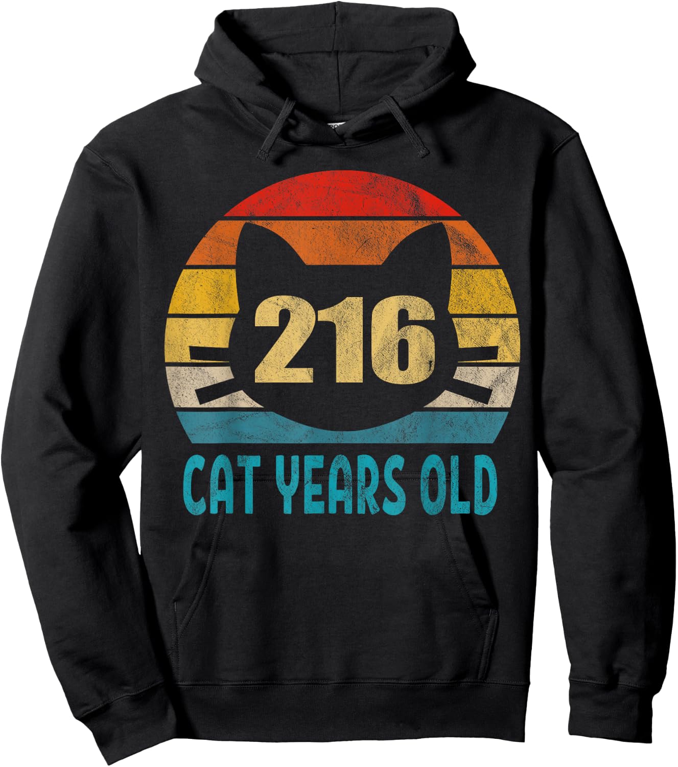 216 Cat Years Old Shirt Retro 50th Birthday Gift Cat Lovers Hoodie - Hoodie | Black