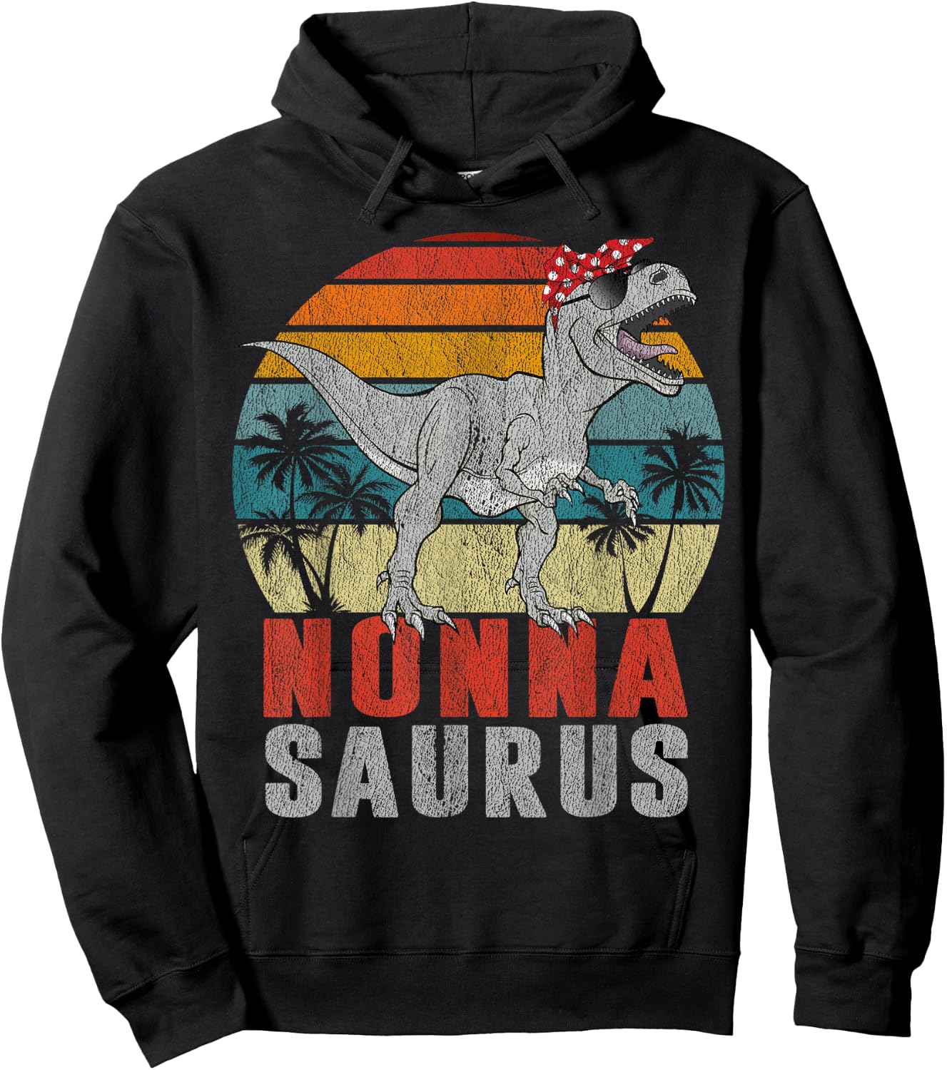 Nonnasaurus T Rex Dinosaur Nonna Saurus Family Matching Hoodie - Hoodie | Black