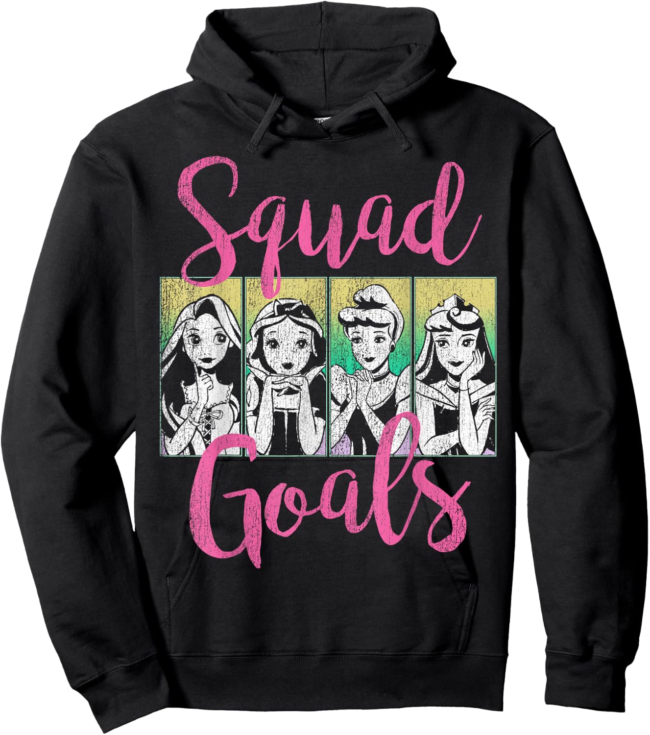 Disney Princess Squad Goals Vintage Group Shot Poster Hoodie - Hoodie | Black