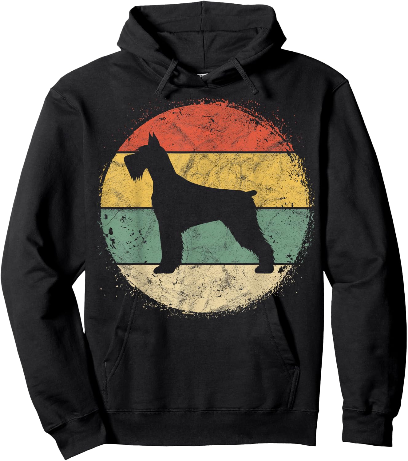 Circular Retro Schnauzer Owner Gift Standard Giant Dog Mom Hoodie - Hoodie | Black