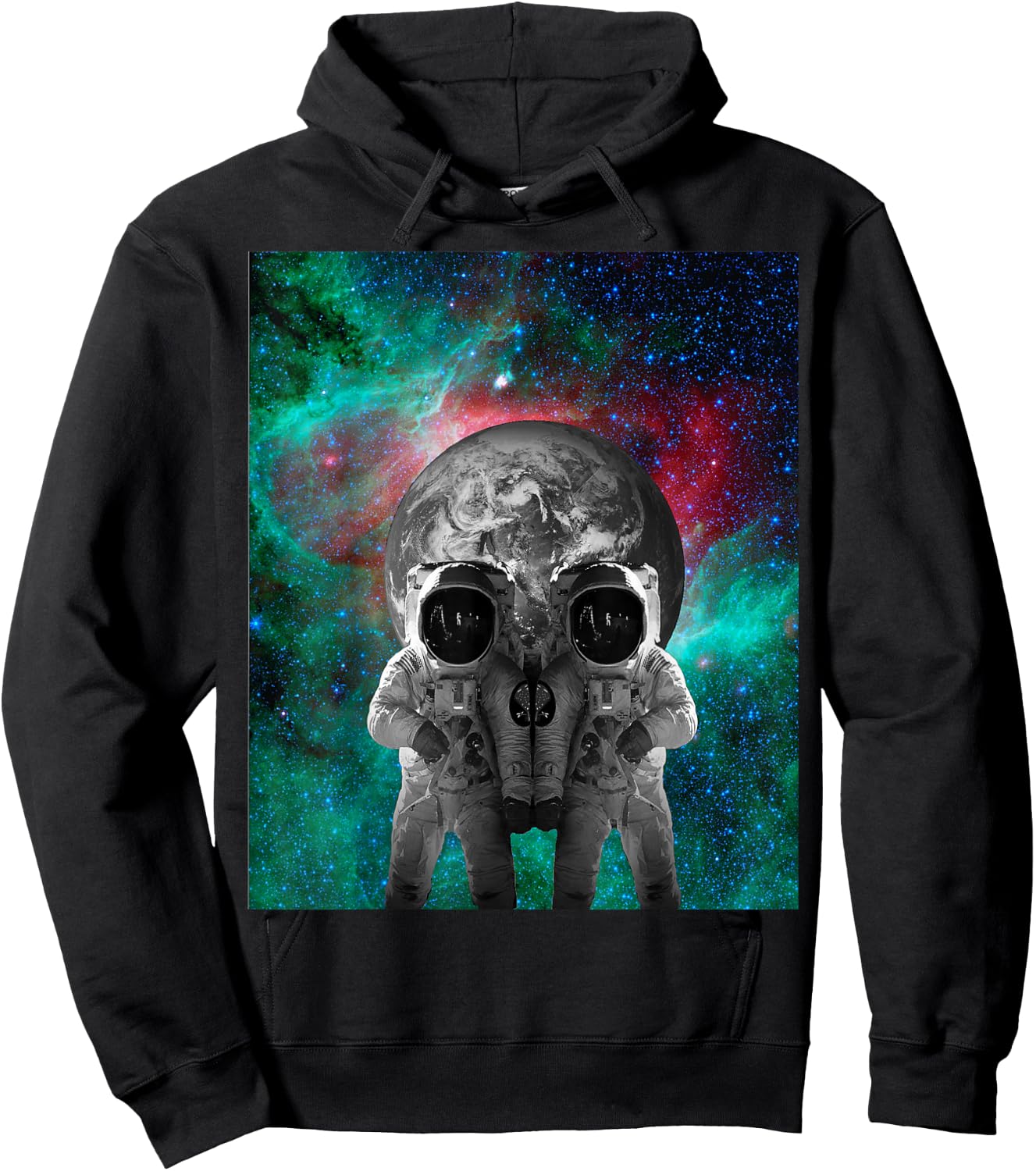 Astronauts in Space Skull Optical Illusion Hoodie - Hoodie | Black