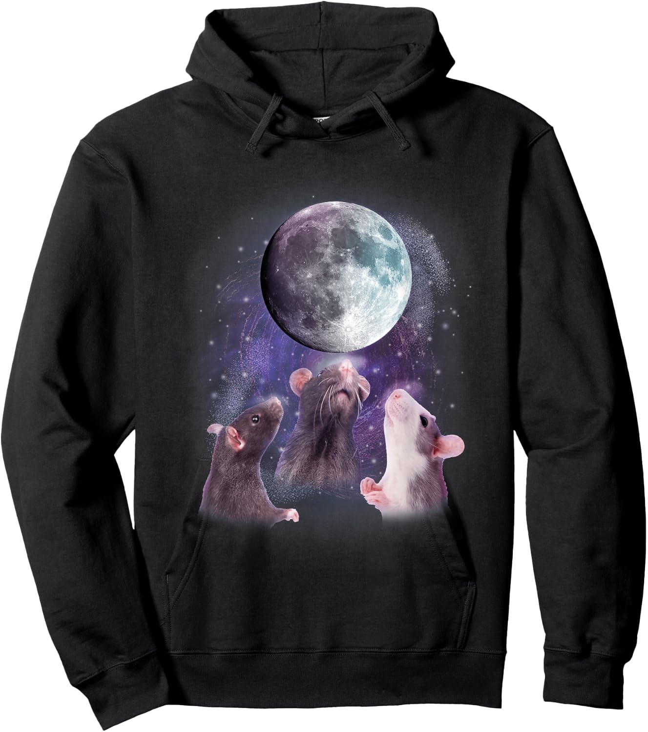 Rats Howling at the Moon Shirt - Funny Rat Hoodie - Hoodie | Black