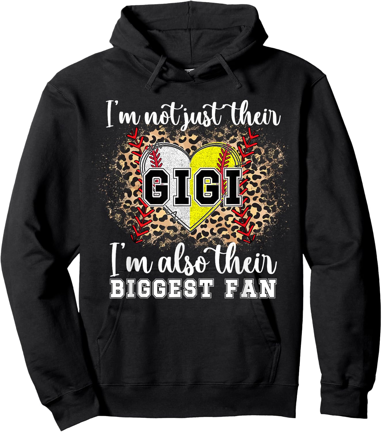 Their Biggest Fan Gigi Softball Baseball Gigi Grandma Hoodie - Hoodie | Black