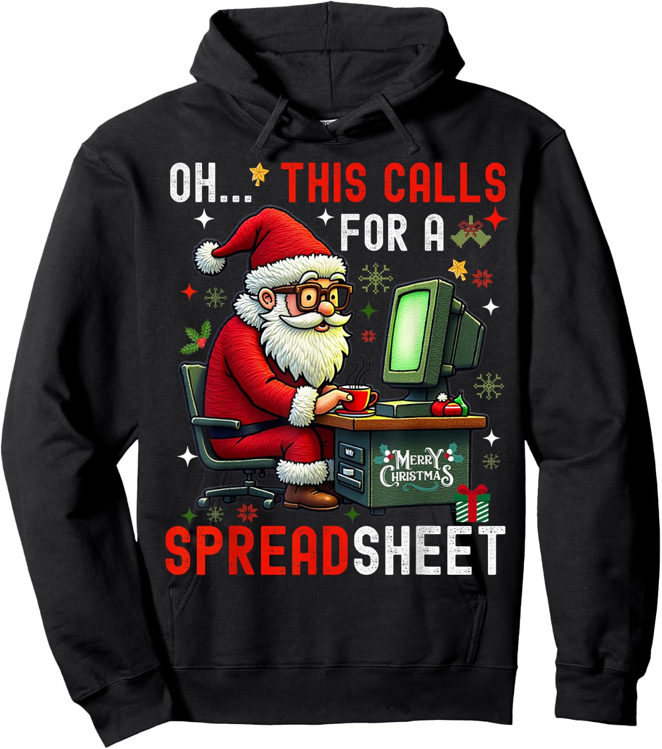 oh this calls for a spreadsheet,Santa analyst in christmas Hoodie - Hoodie | Black