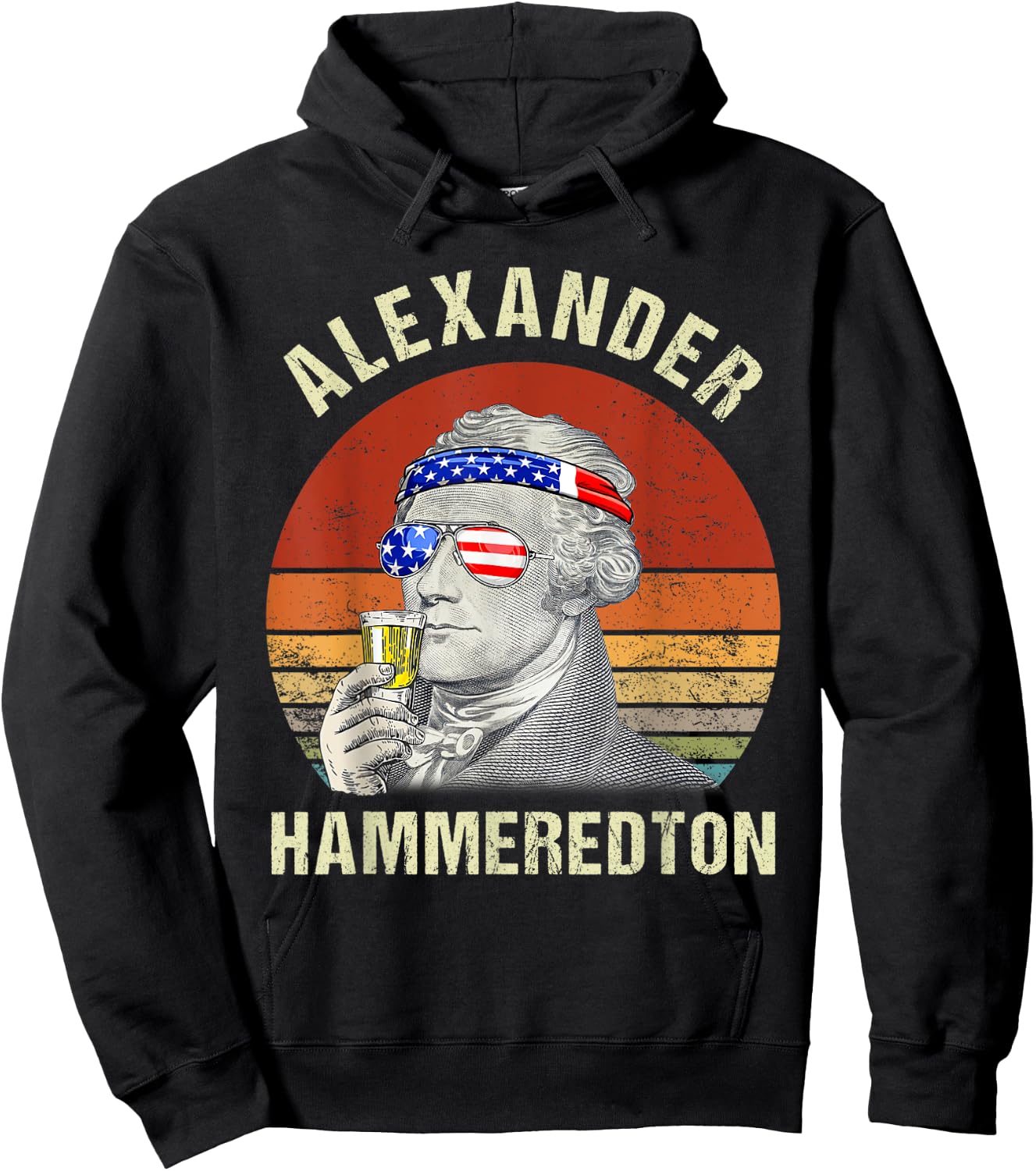 Vintage Alexander Hammeredton Hamiliton Patriotic July 4th Kids Men Hoodie - Hoodie | Black