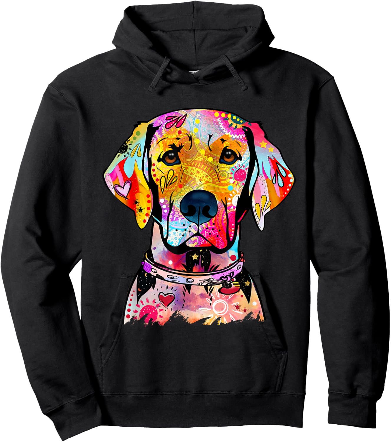 Abstract Labrador Retriever Portrait Lab Women Men Hoodie - Hoodie | Black