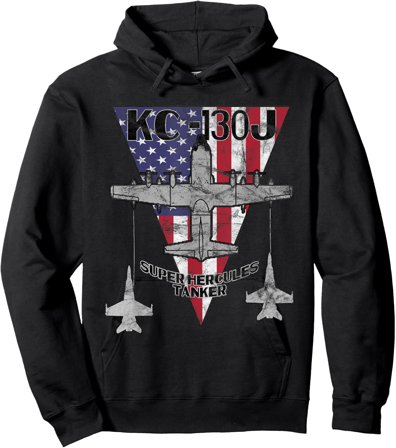 KC-130J Super Hercules Tanker Military Airplane Vintage Hoodie - Hoodie | Black