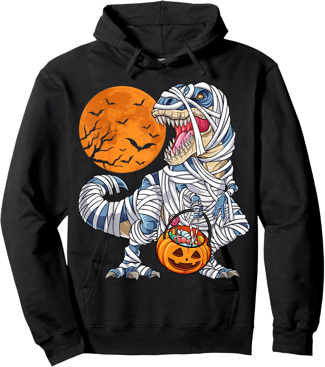 Halloween Shirts for Boys Men Dinosaur T rex Mummy Pumpkin Hoodie - Hoodie | Black