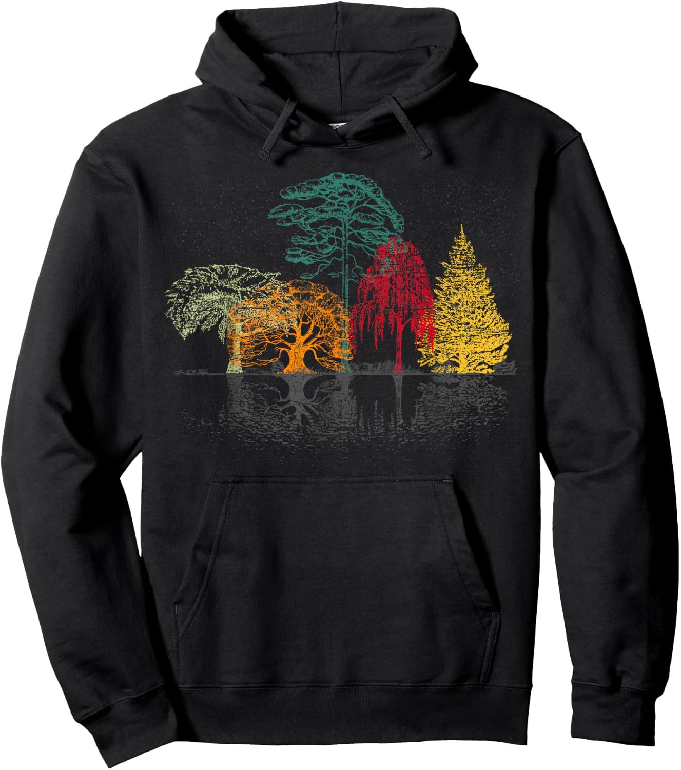 Nature Trees Reflection Outdoor Colourful Forest Hoodie - Hoodie | Black
