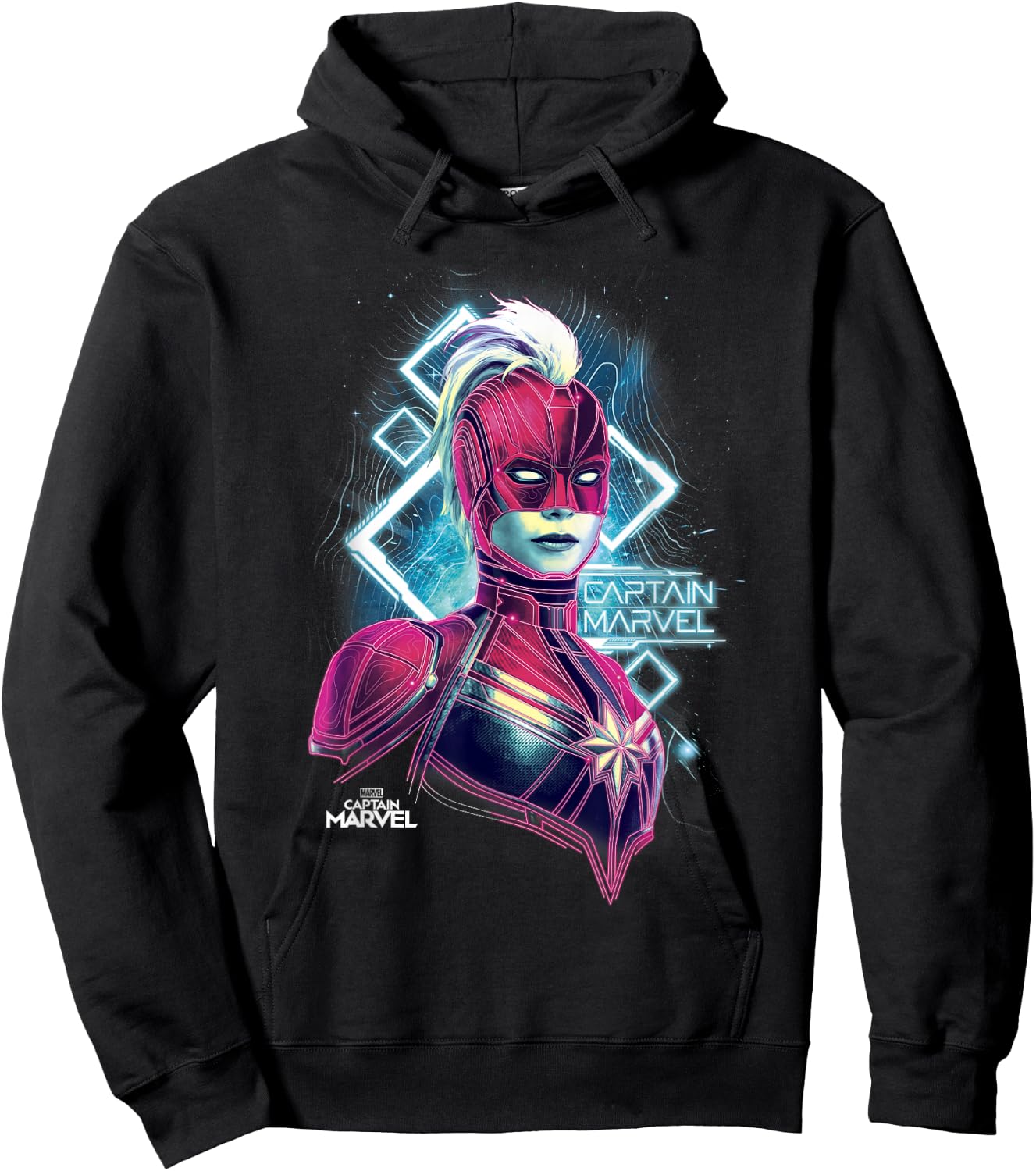 Marvel Captain Marvel Space Glow Neon Graphic Hoodie - Hoodie | Black