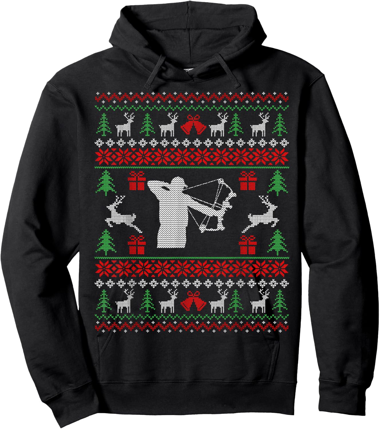 Christmas Gifts For Hunters Bow Hunting Ugly Christmas Hoodie - Hoodie | Black