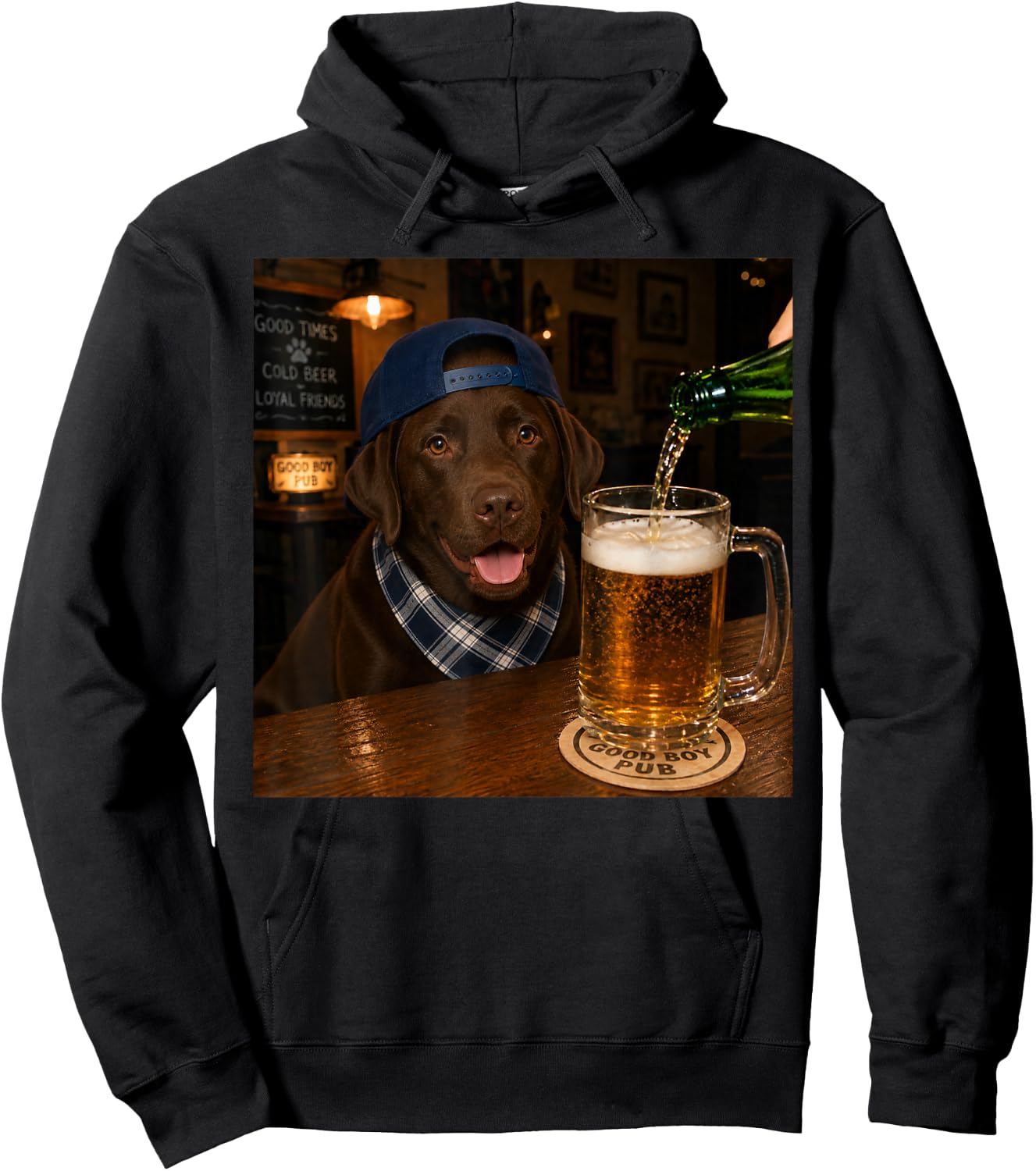 Chocolate Labrador Drinking Beer Funny Dog Meme Hoodie - Hoodie | Black