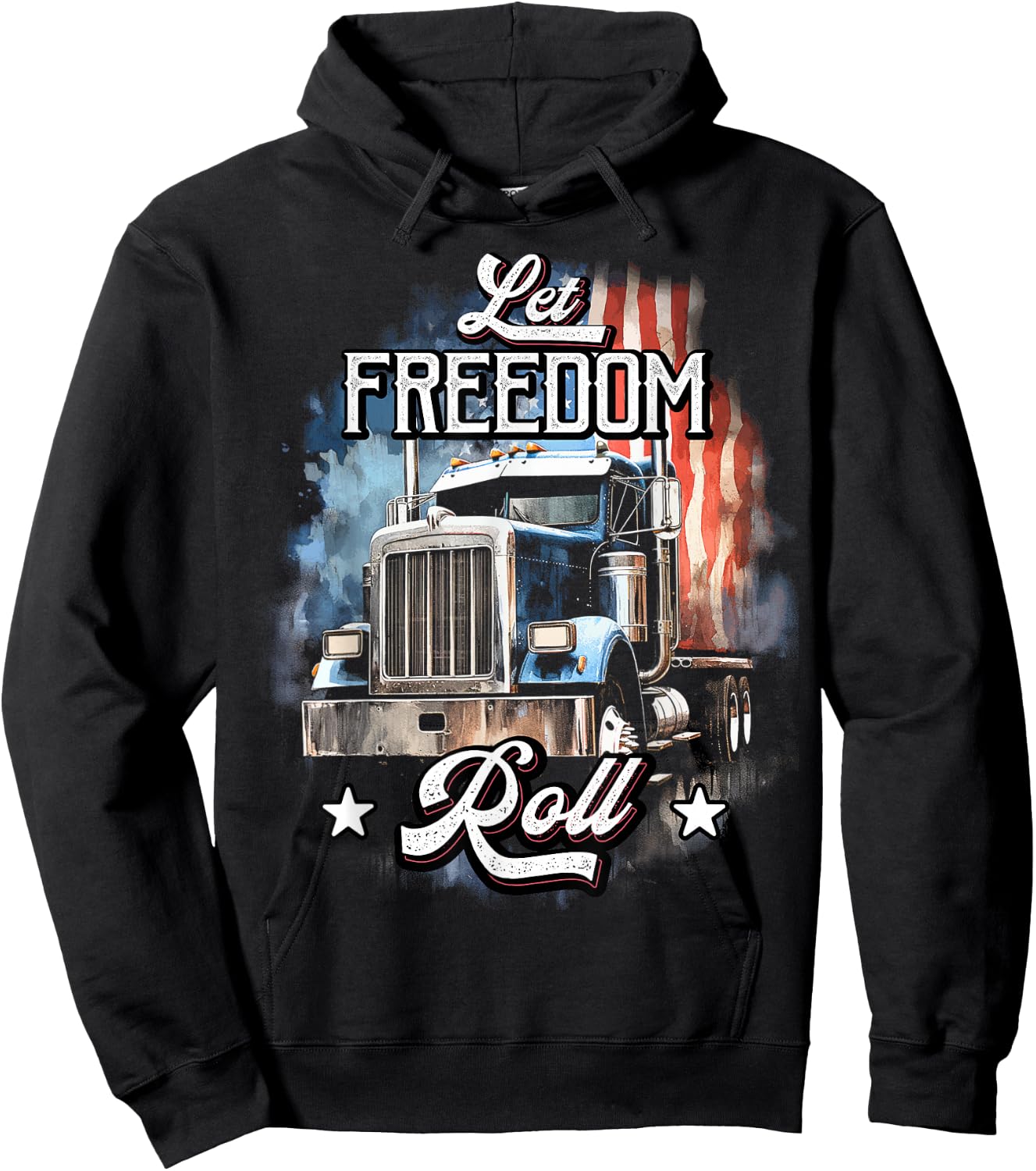 Truck Driver Patriotic American Flag Trucker Semi Driver USA Hoodie - Hoodie | Black
