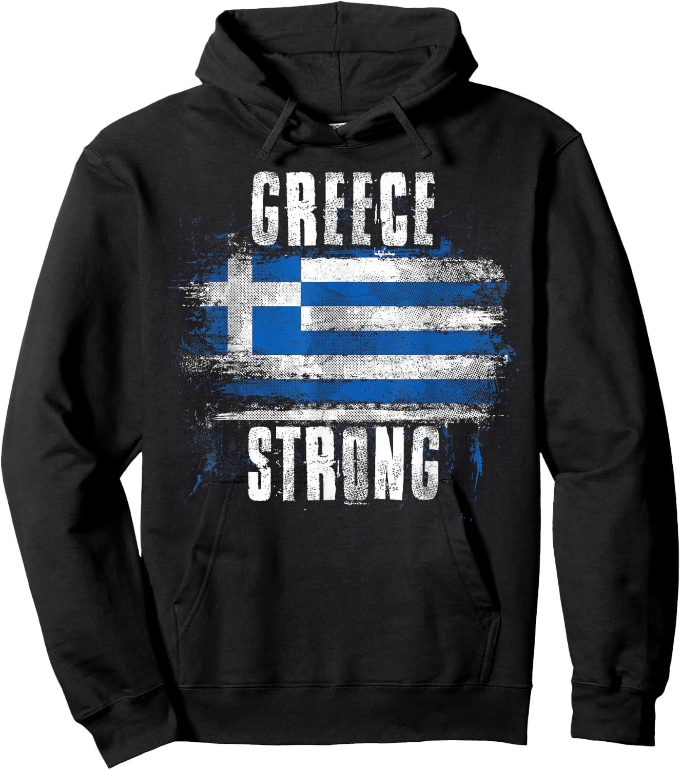 Greece Strong Distressed Flag - Greek Pride Hoodie - Hoodie | Black
