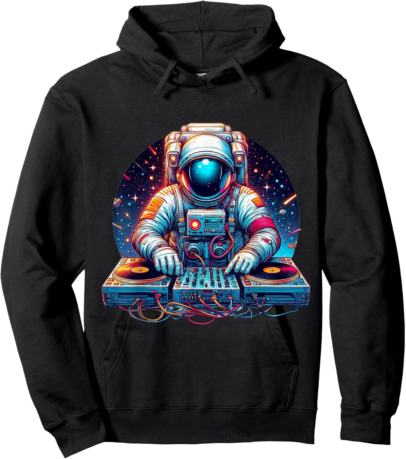 Outer Space Astronaut DJ Shirt Galaxy Techno EDM House Music Hoodie - Hoodie | Black