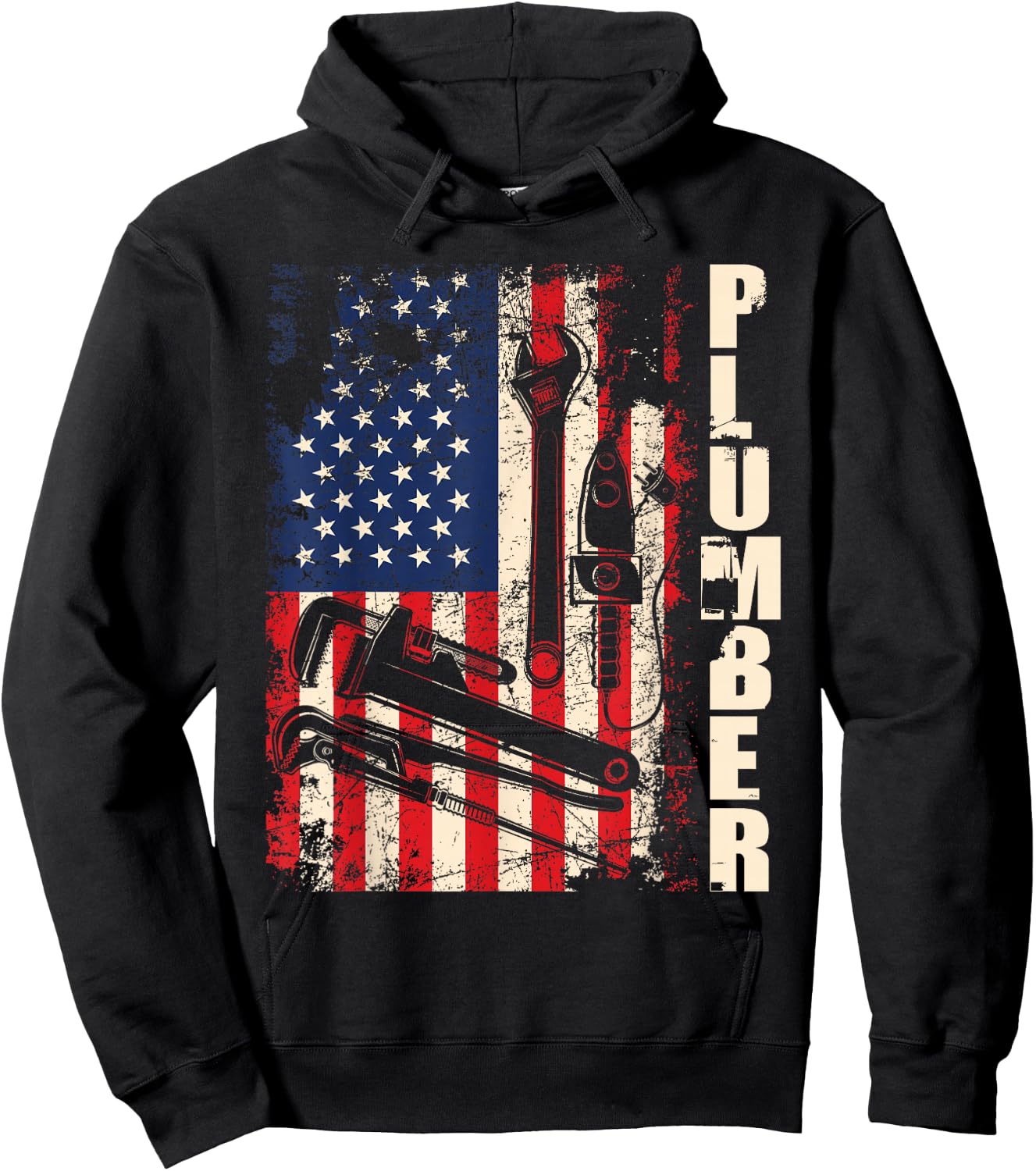 Patriotic Plumber US Flag Plumbing Handyman Pipe Fitter Hoodie - Hoodie | Black