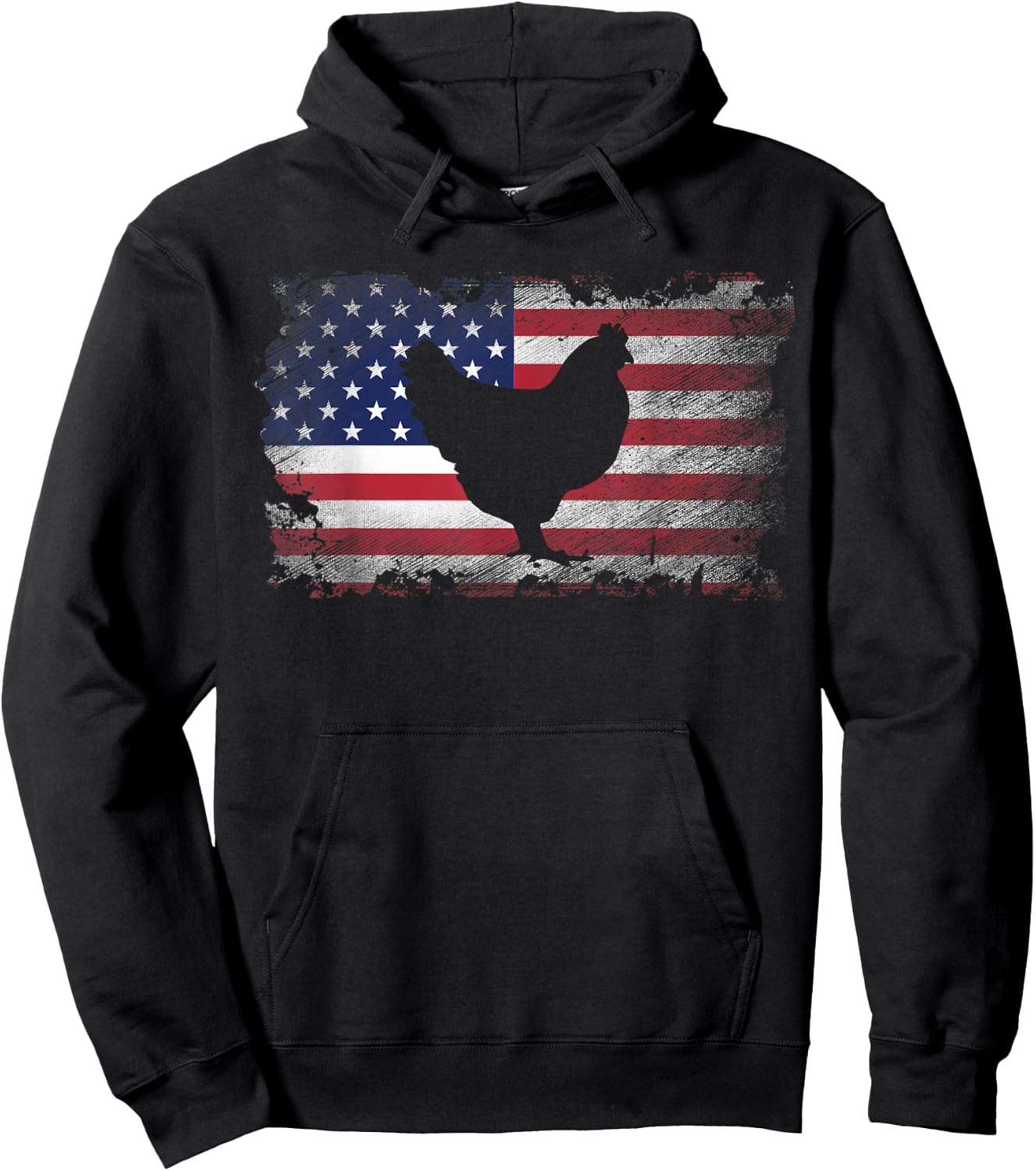 Patriotic Chicken American Flag Cool Chicken Lover Gift Women Kids Men Hoodie - Hoodie | Black